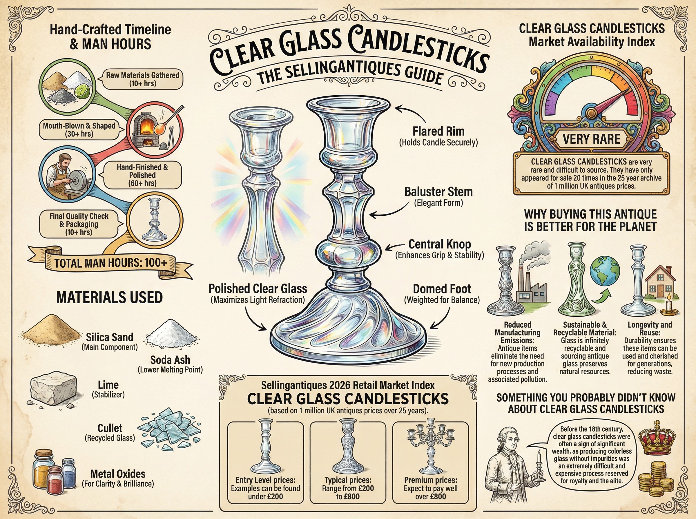 Clear Glass Candlesticks Guide Infographic