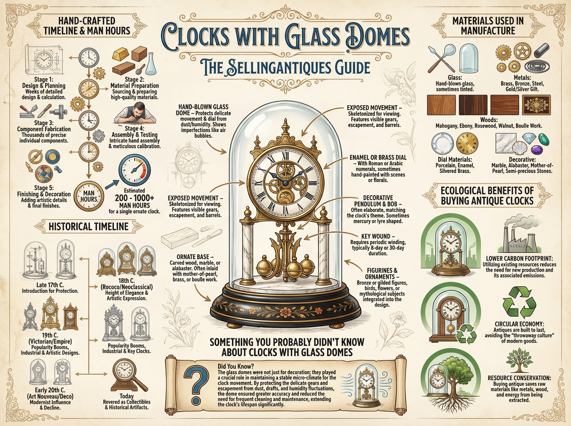 Clocks With Glass Domes Guide Infographic