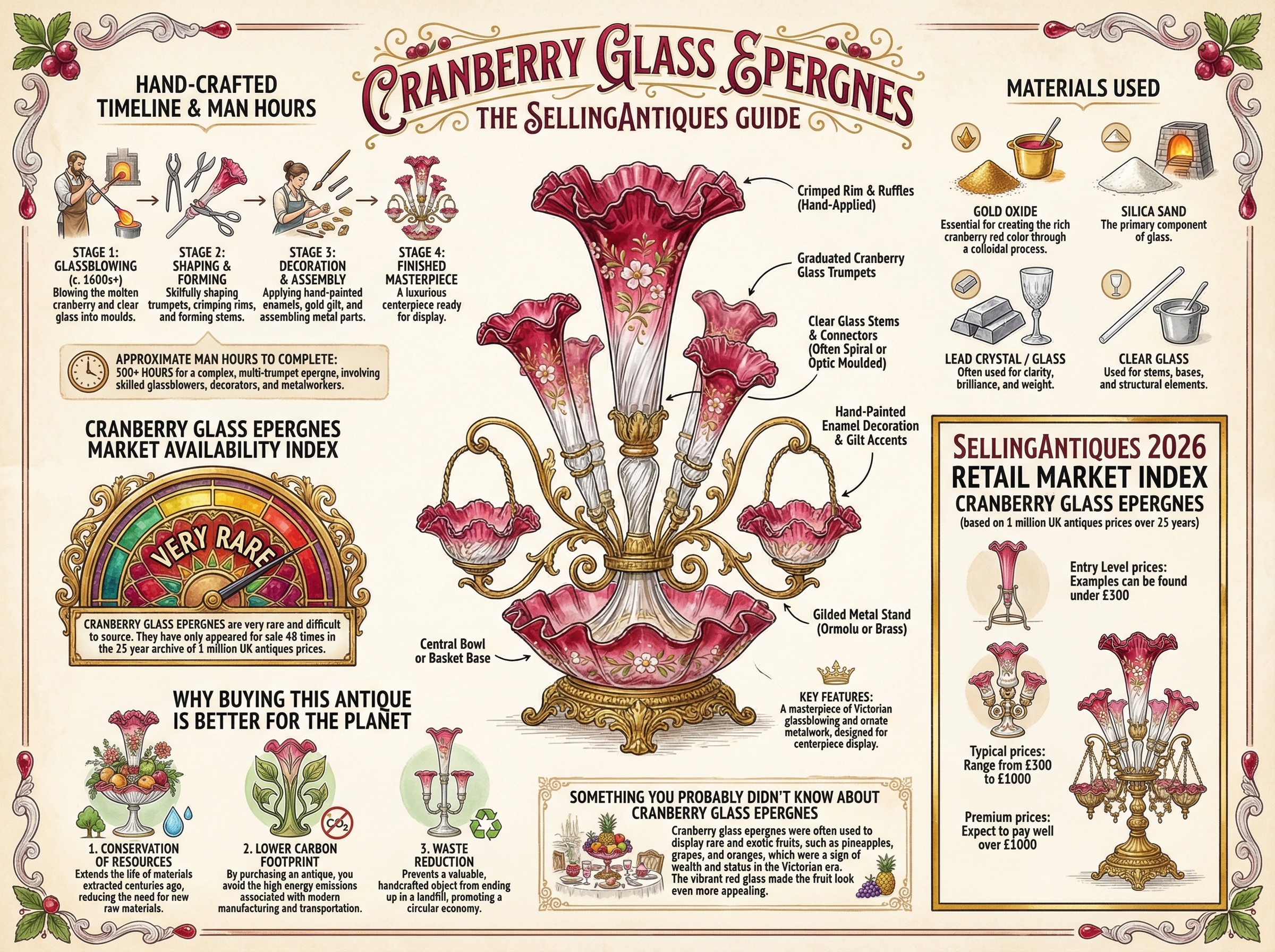 Cranberry Glass Epergnes Guide Infographic