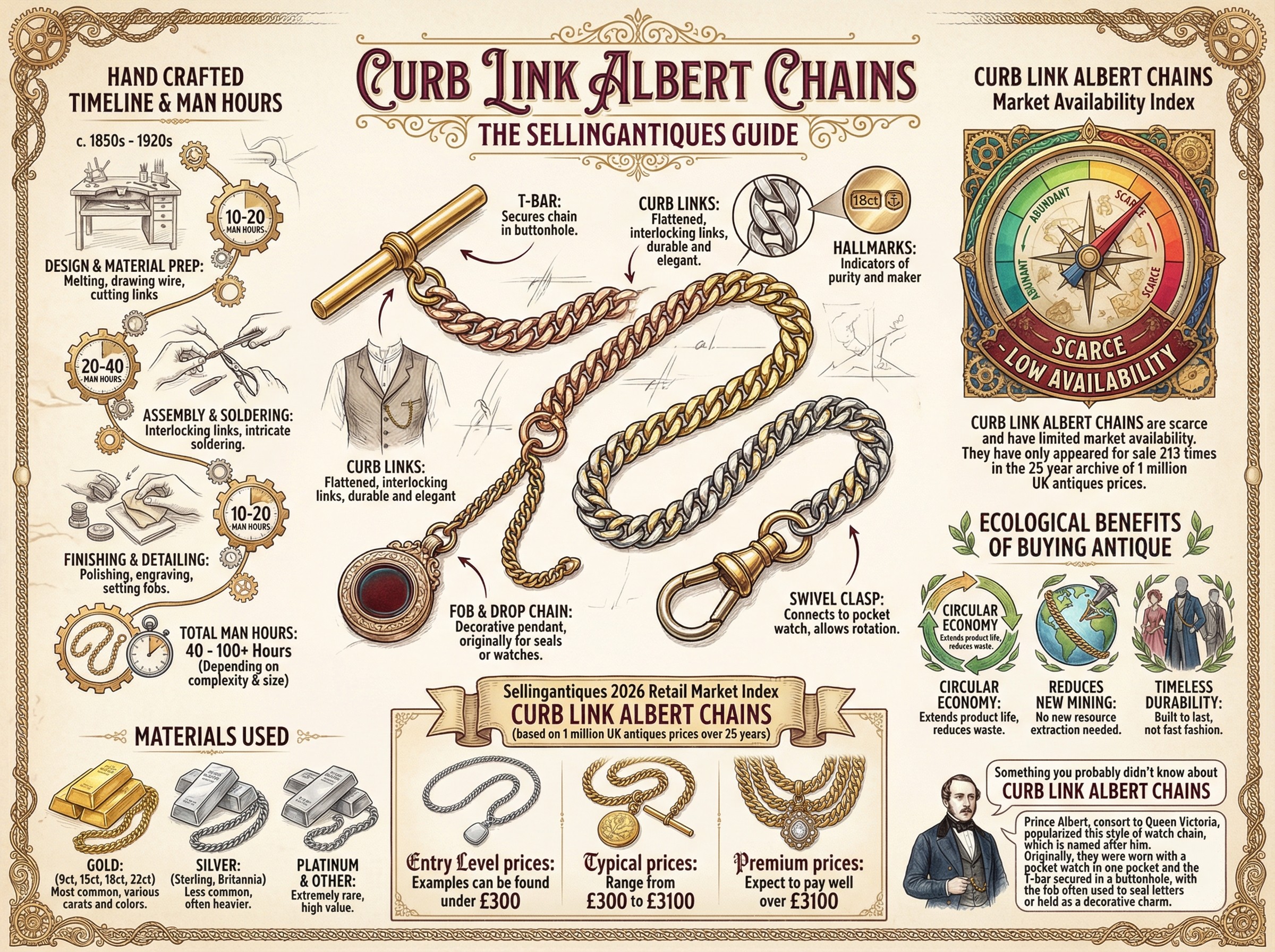 Curb Link Albert Chains Guide Infographic