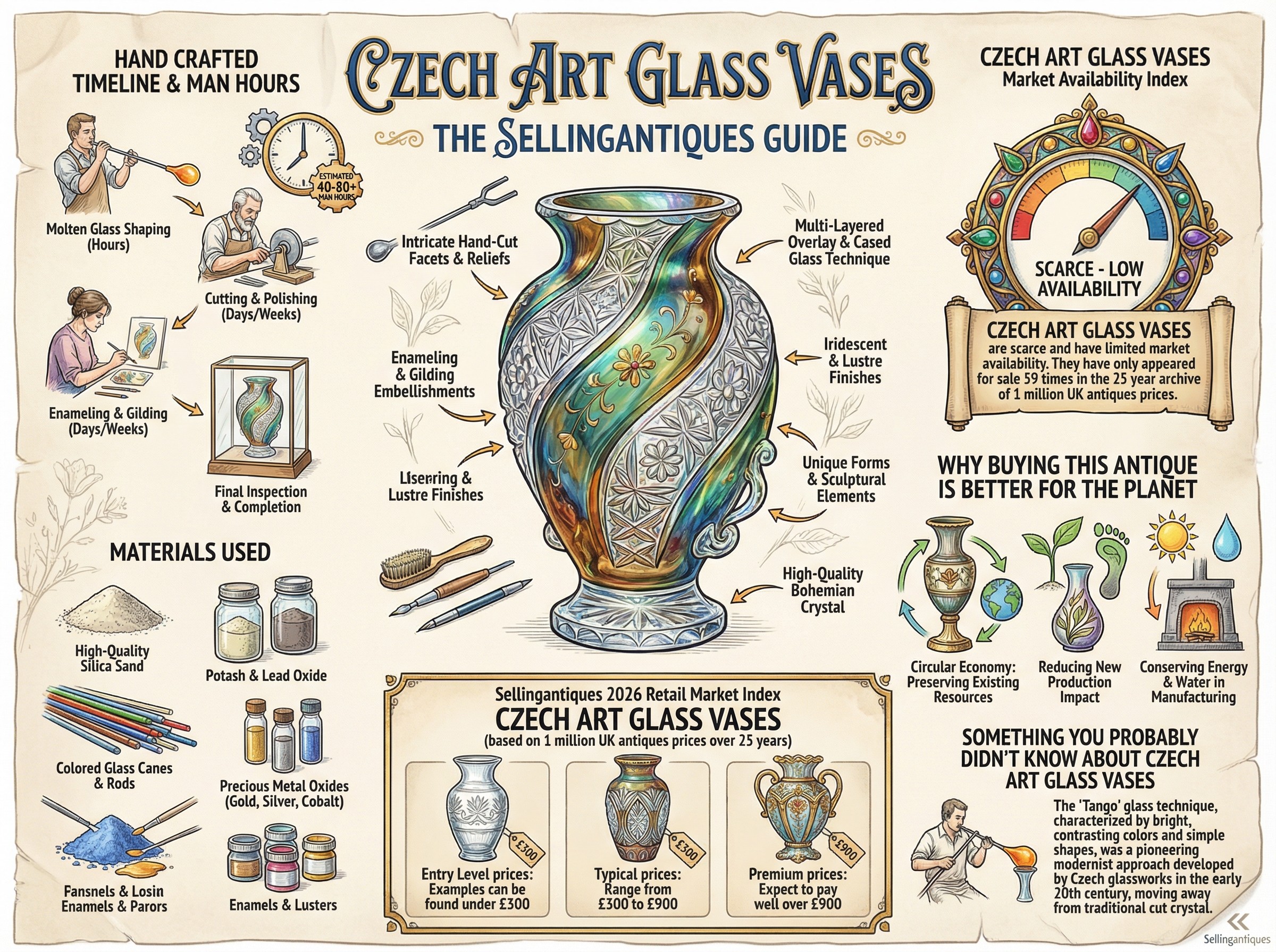 Czech Art Glass Vases Guide Infographic