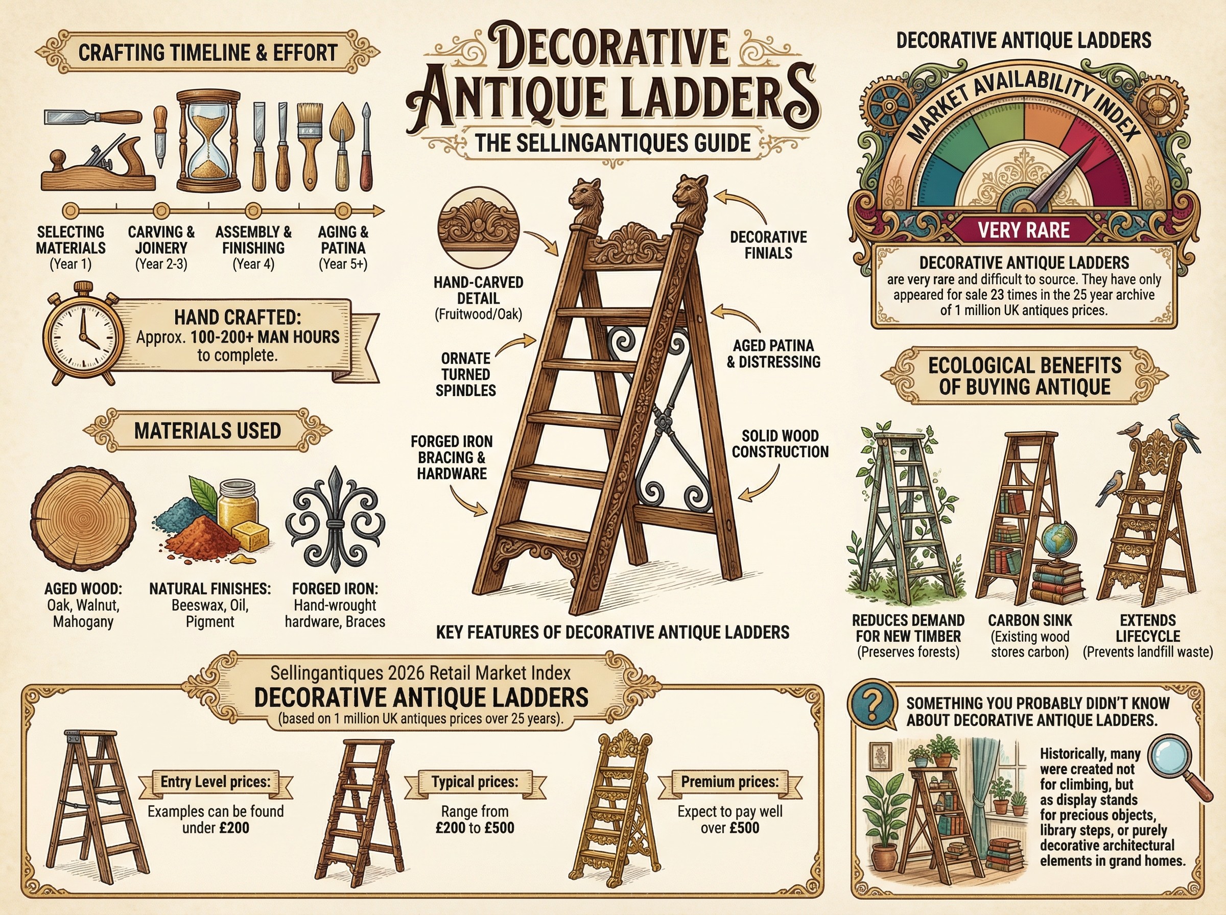 Decorative Antique Ladders Guide Infographic