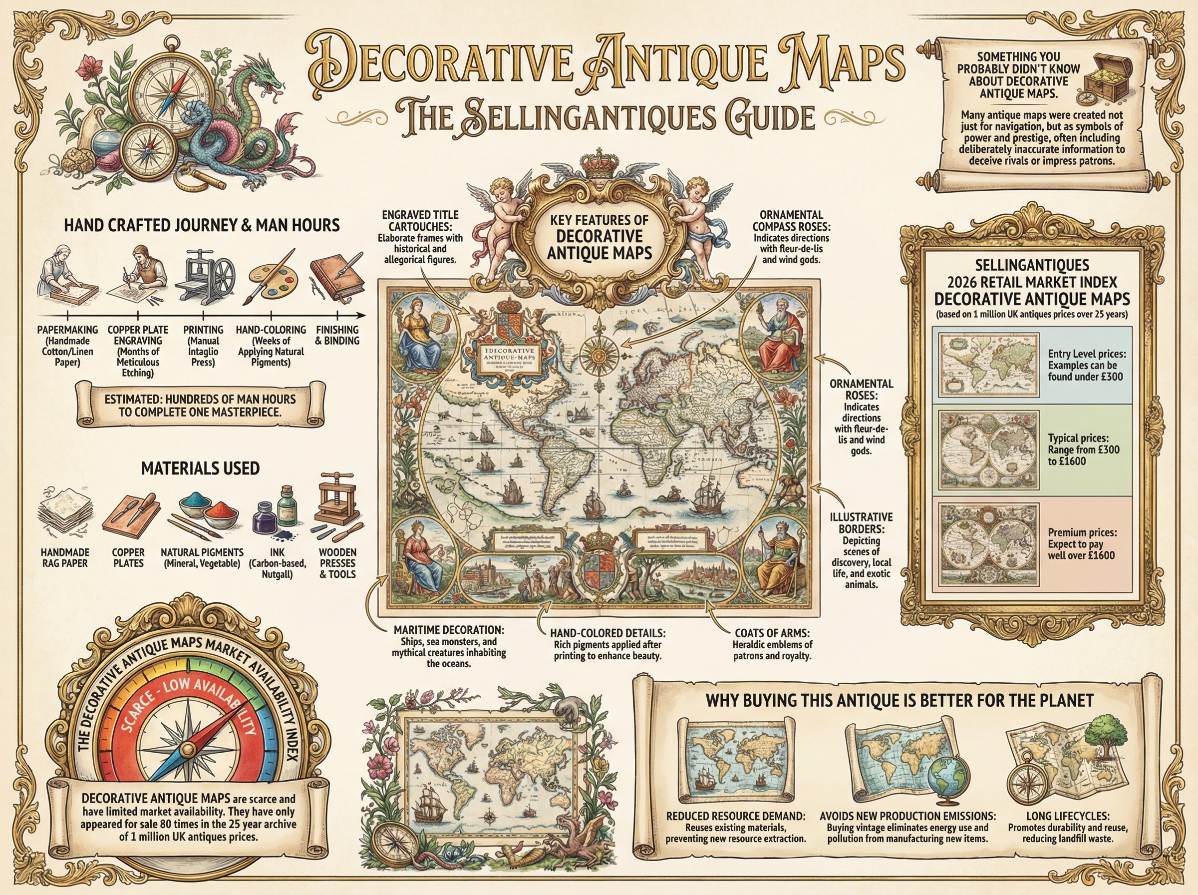 Decorative Antique Maps Guide Infographic