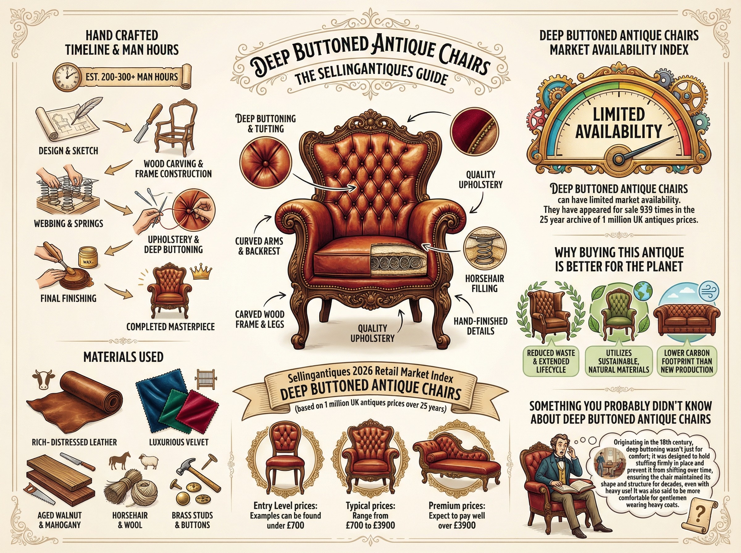 Deep Buttoned Antique Chairs Guide Infographic
