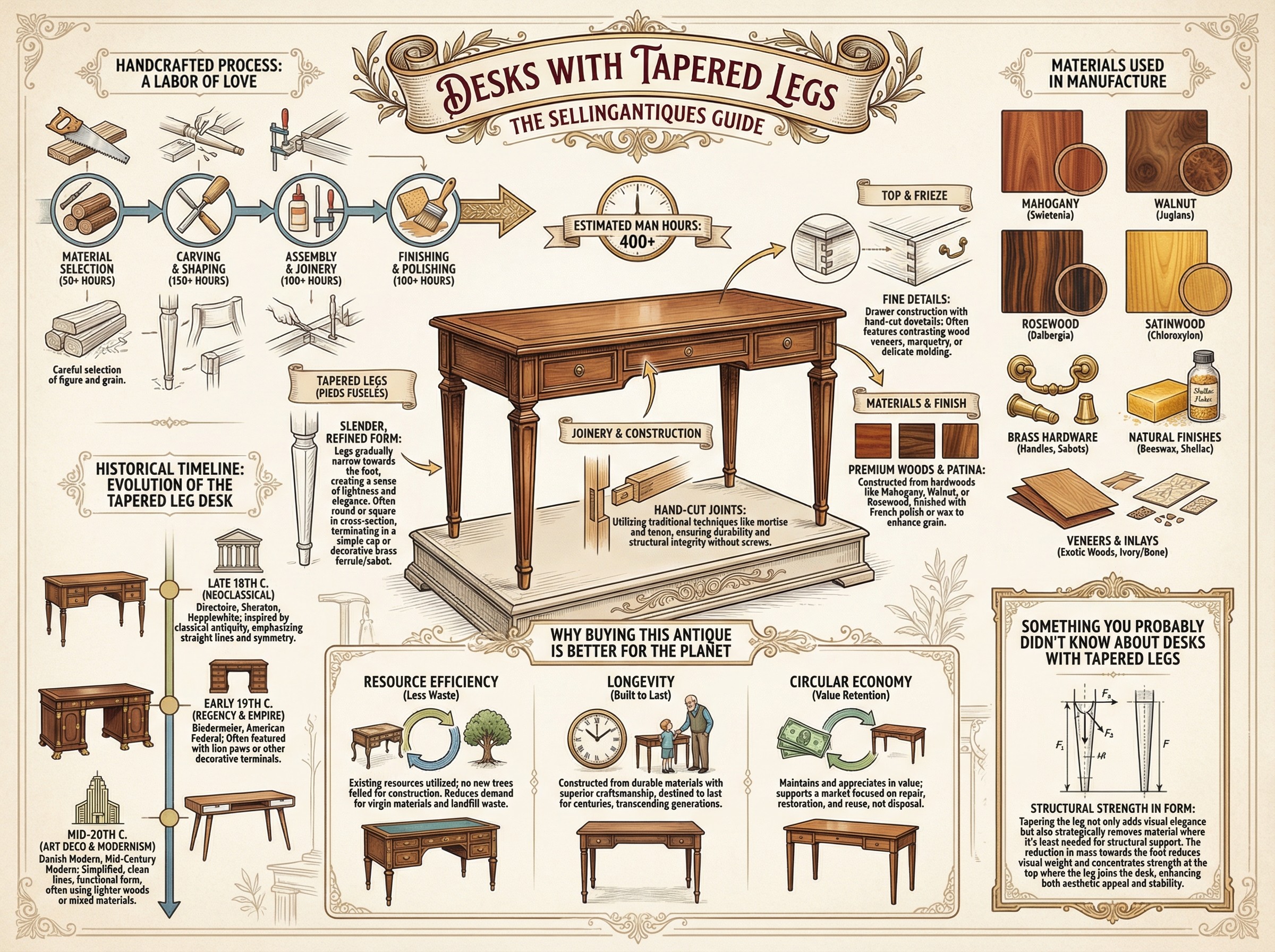Desks With Tapered Legs Guide Infographic