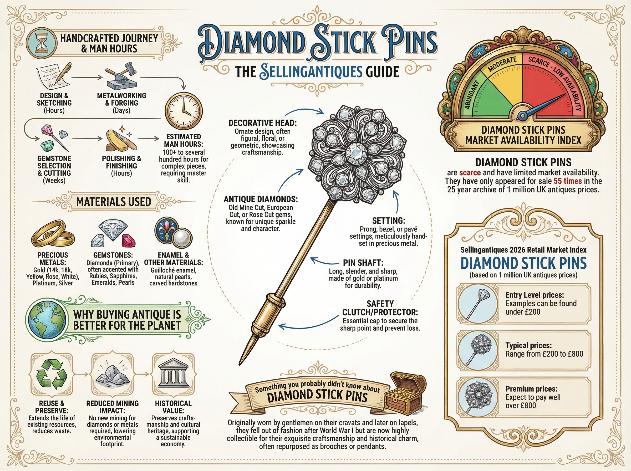 Diamond Stick Pins Guide Infographic