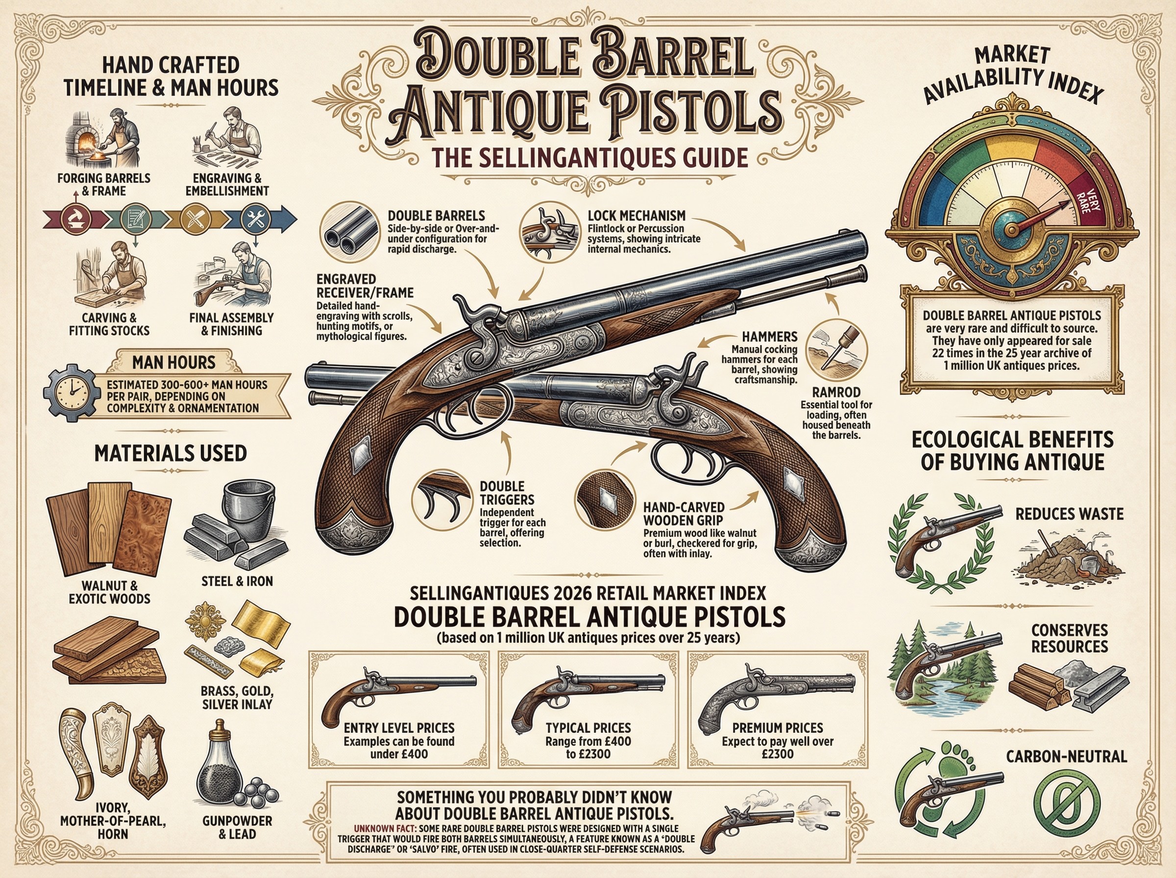 Double Barrel Antique Pistols Guide Infographic