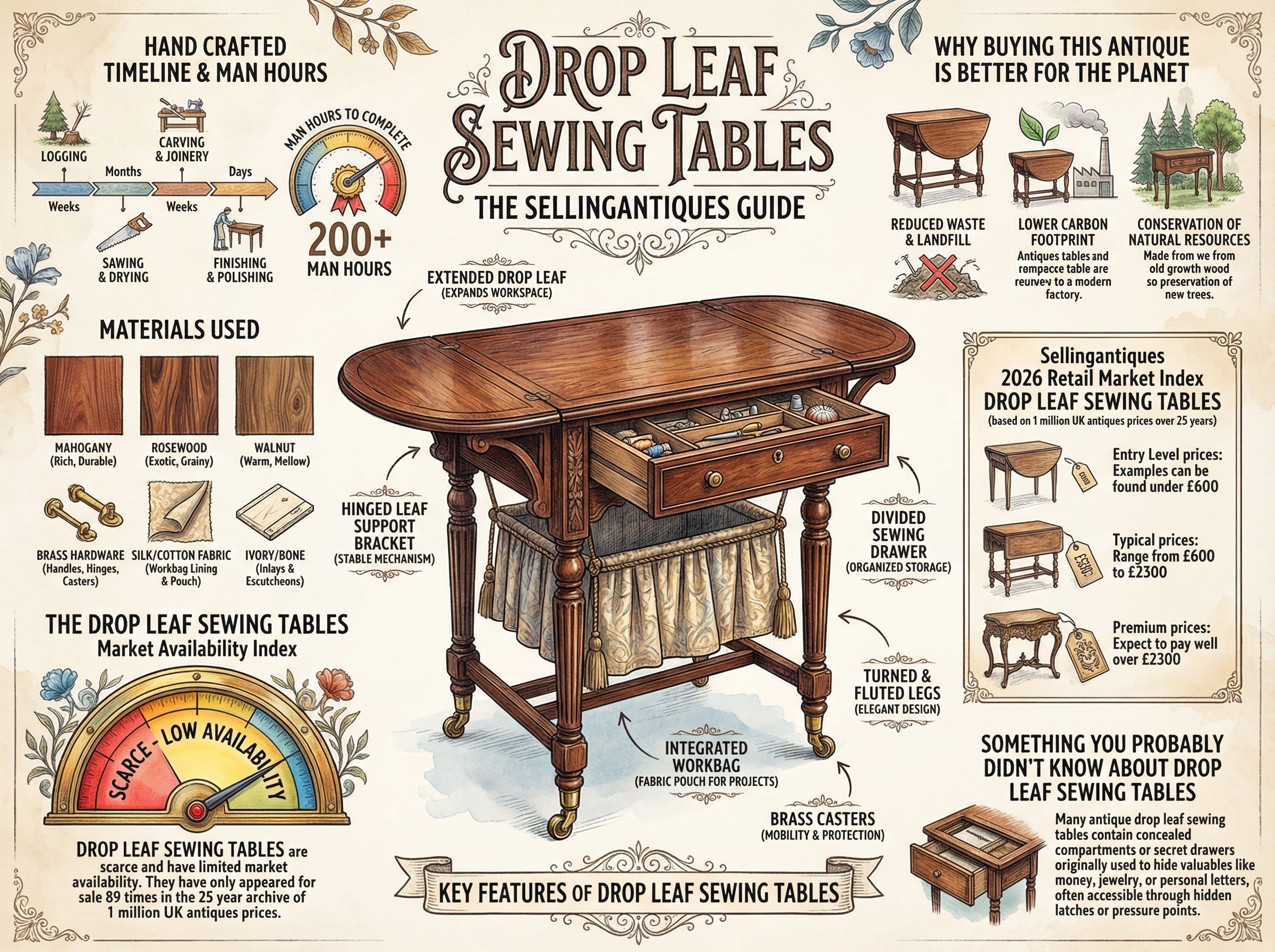 Drop Leaf Sewing Tables Guide Infographic