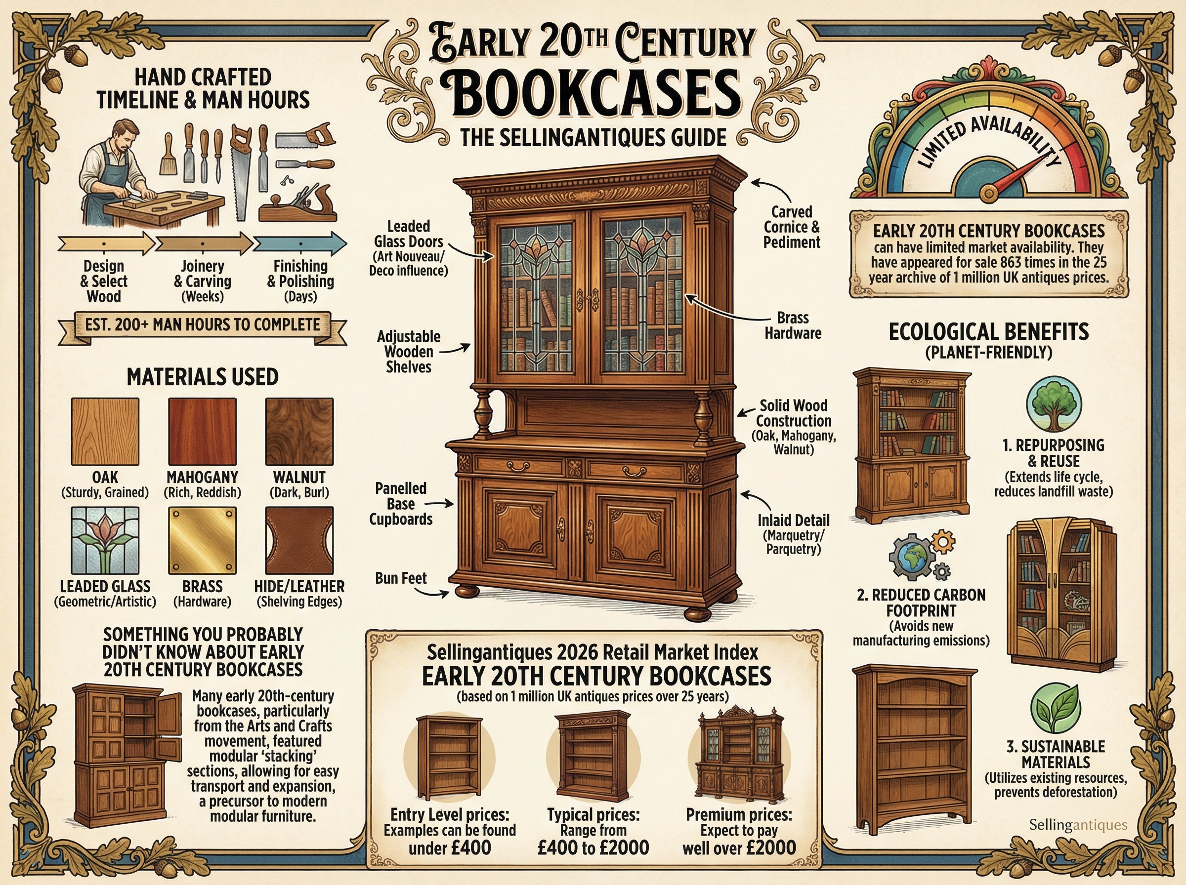 Early 20th Century Bookcases Guide Infographic