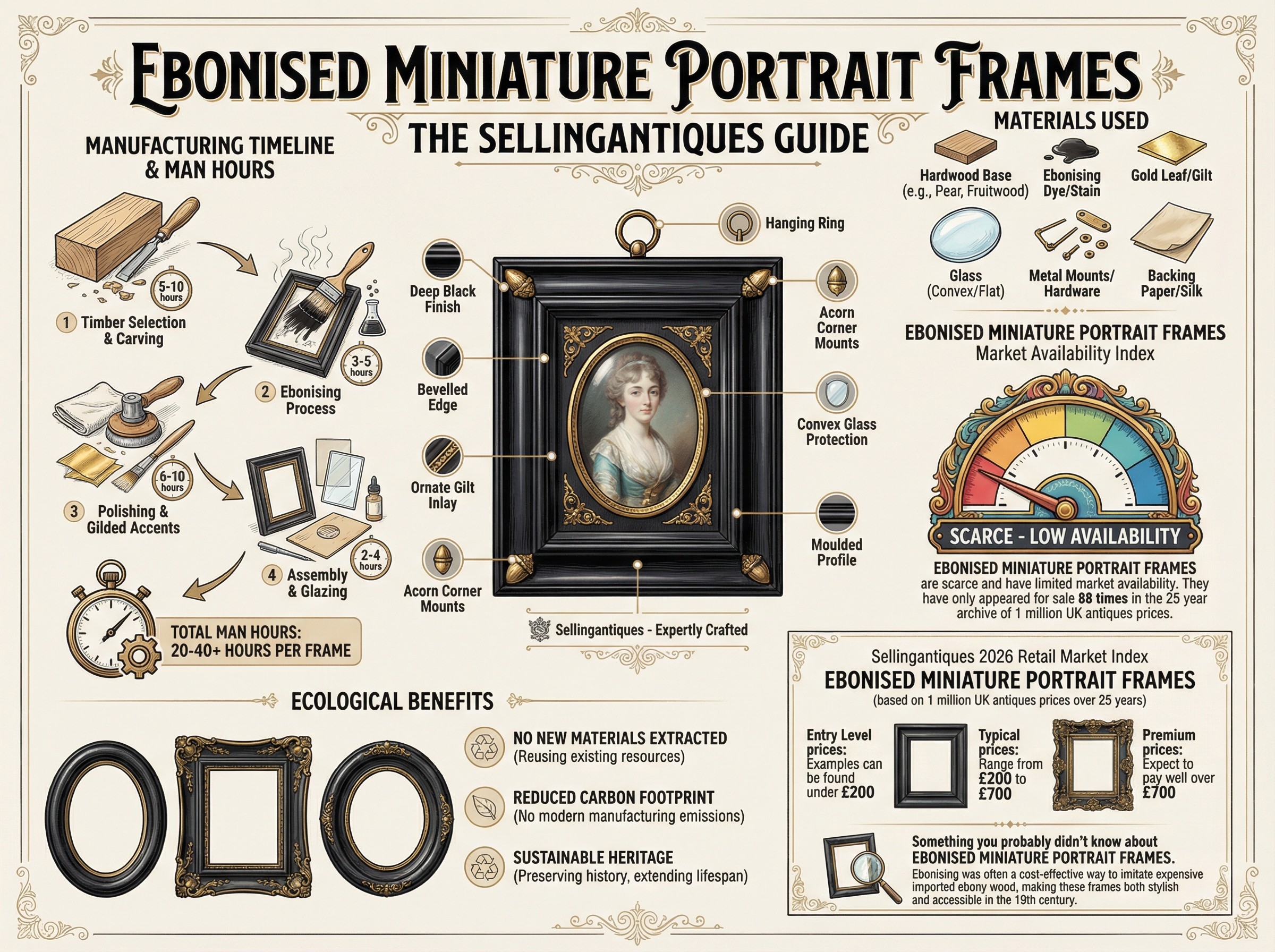 Ebonised Miniature Portrait Frames Guide Infographic