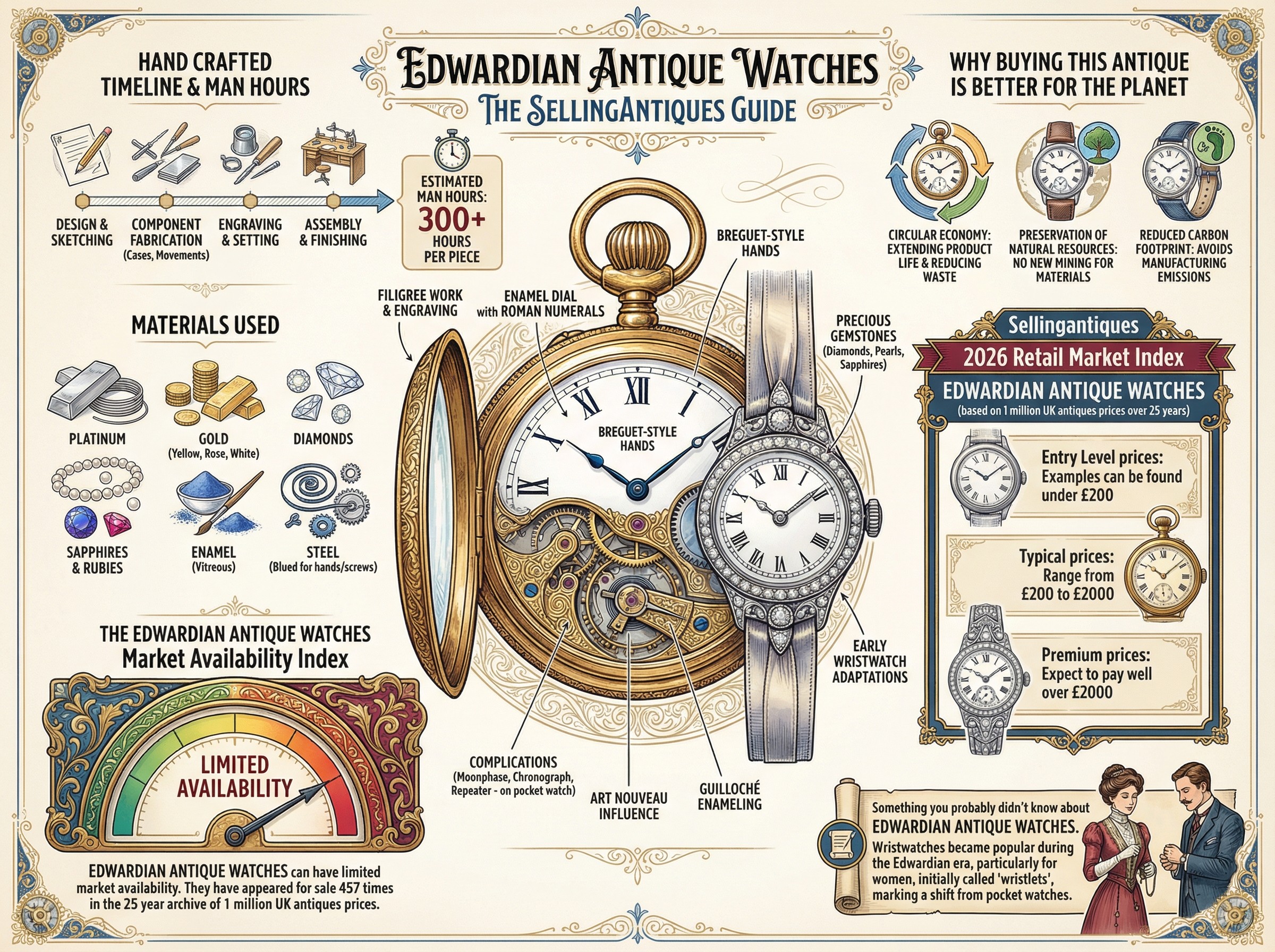 Edwardian Antique Watches Guide Infographic