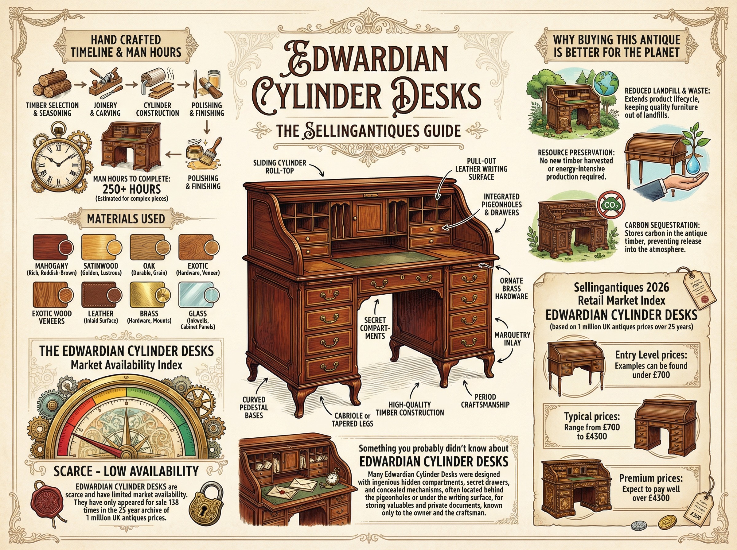 Edwardian Cylinder Desks Guide Infographic