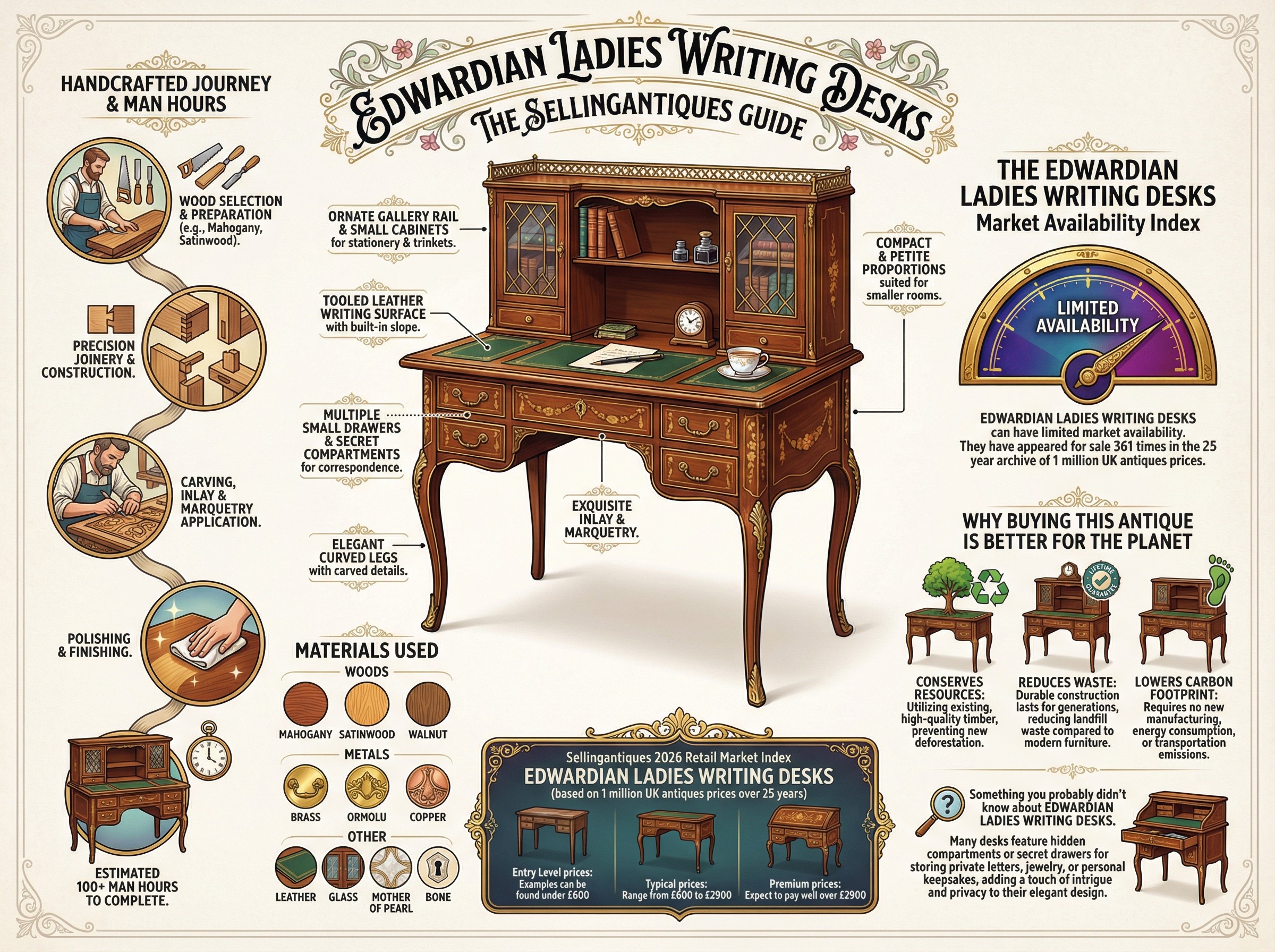Edwardian Ladies Writing Desks Guide Infographic