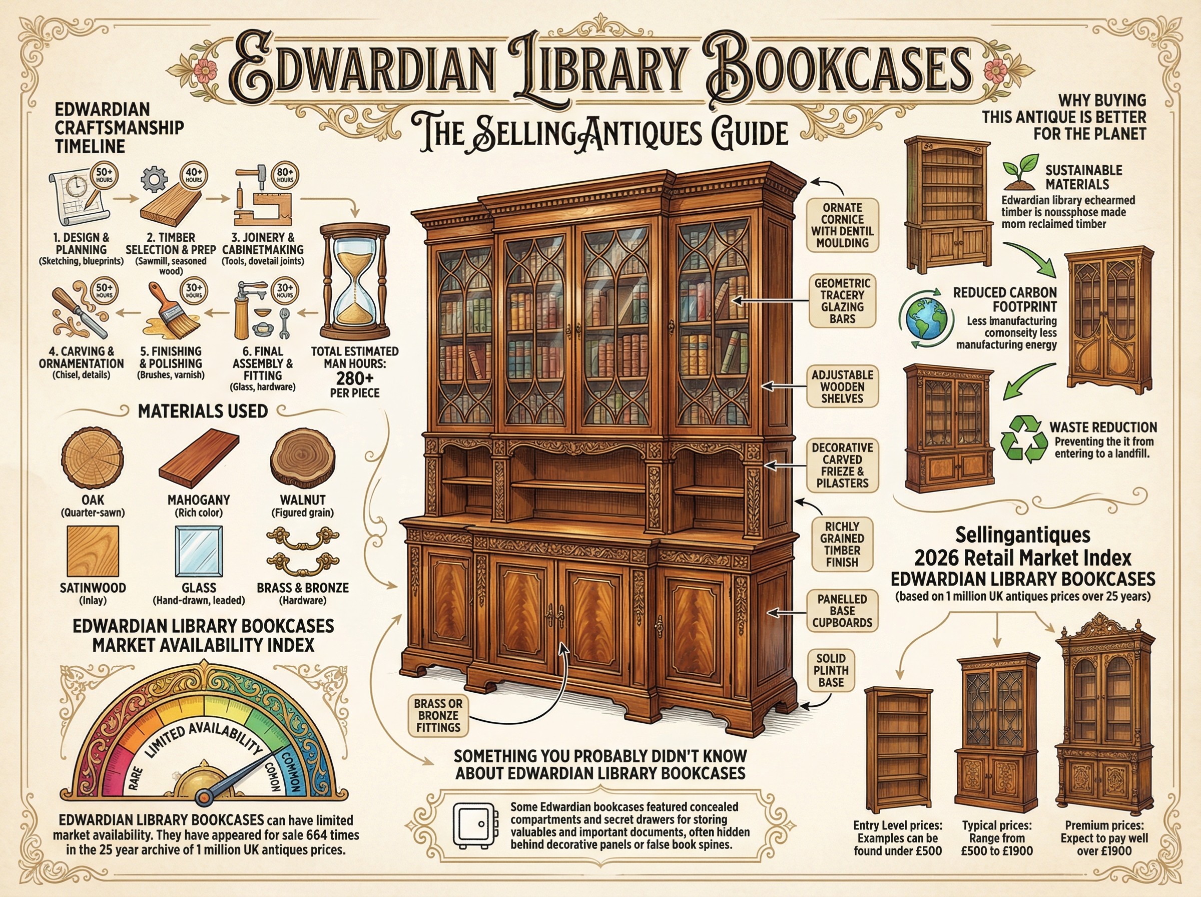 Edwardian Library Bookcases Guide Infographic