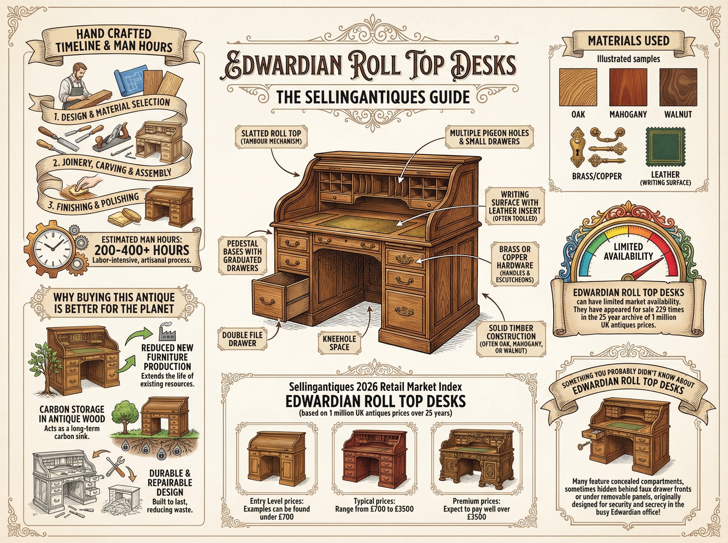 Edwardian Roll Top Desks Guide Infographic