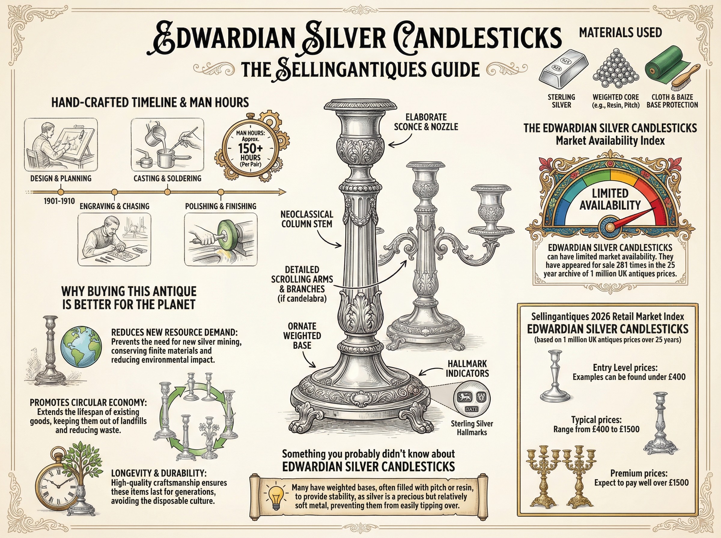 Edwardian Silver Candlesticks Guide Infographic