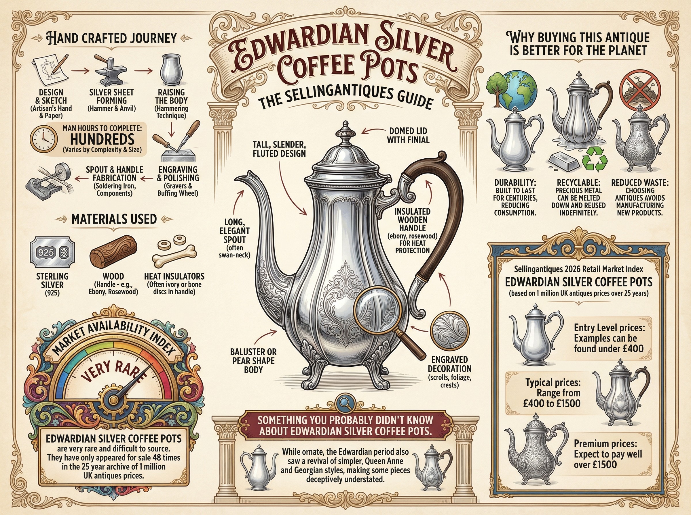 Edwardian Silver Coffee Pots Guide Infographic