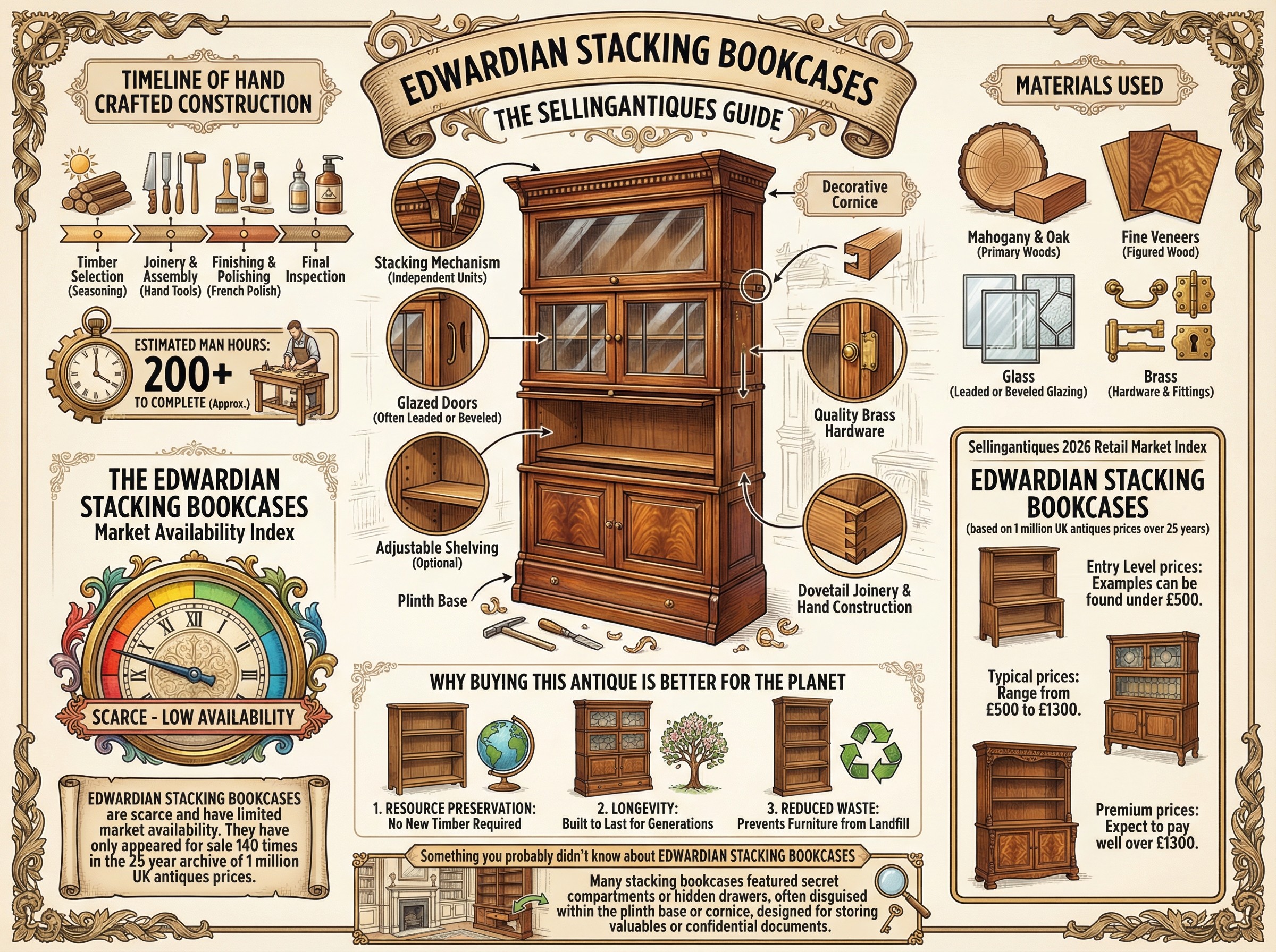 Edwardian Stacking Bookcases Guide Infographic