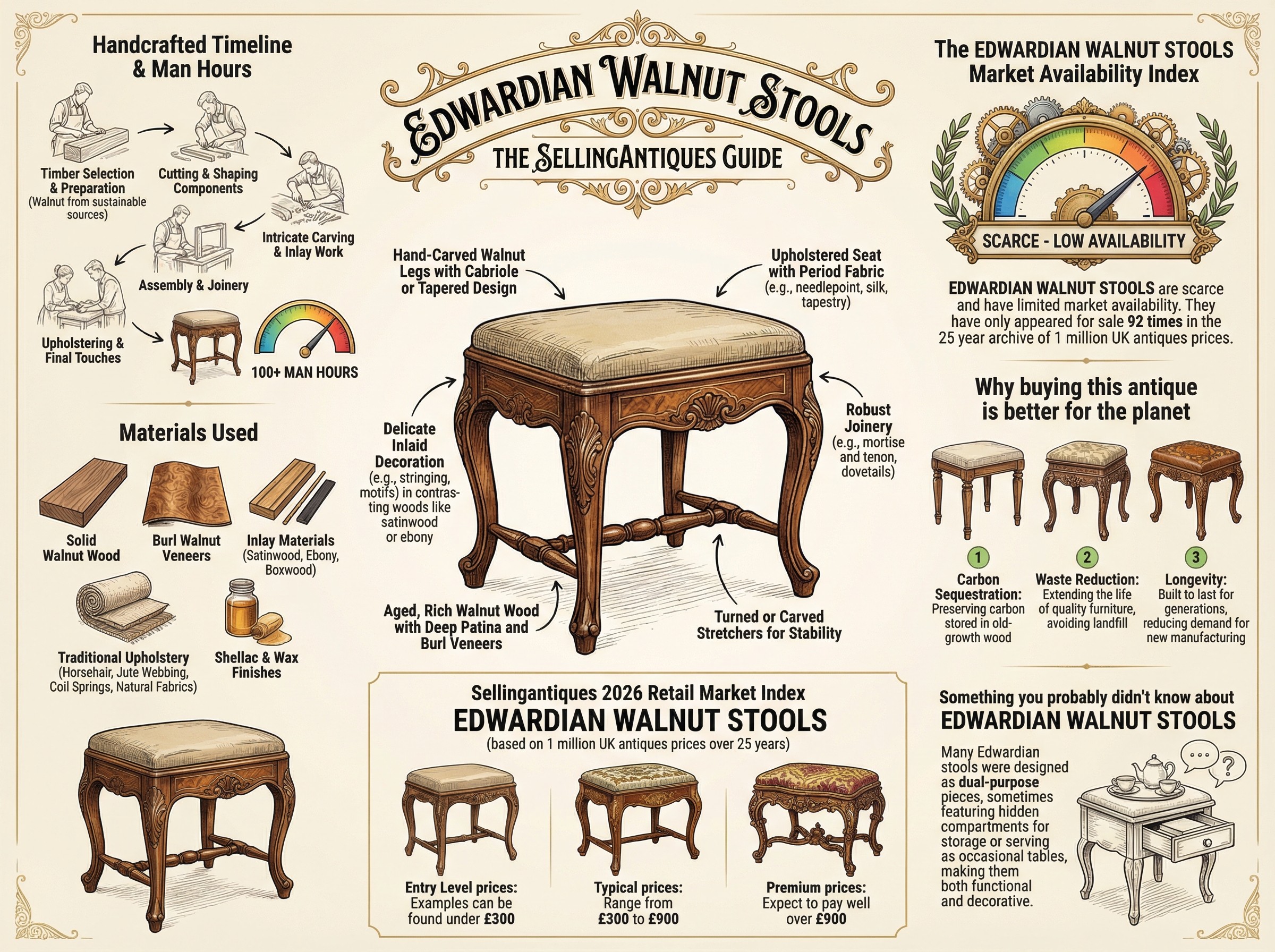 Edwardian Walnut Stools Guide Infographic