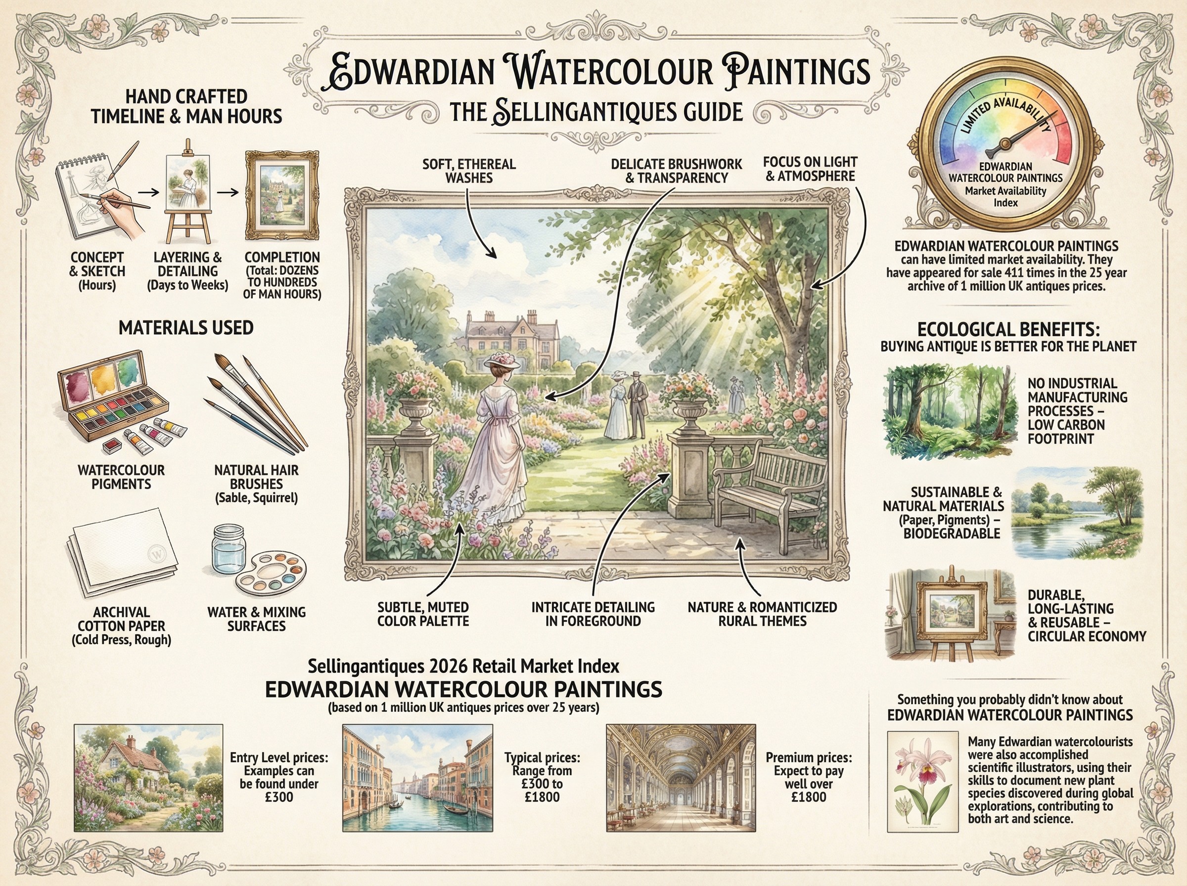 Edwardian Watercolour Paintings Guide Infographic