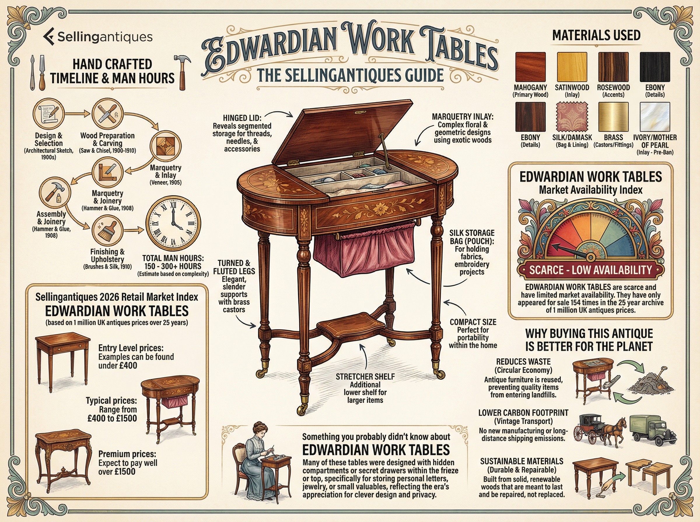 Edwardian Work Tables Guide Infographic