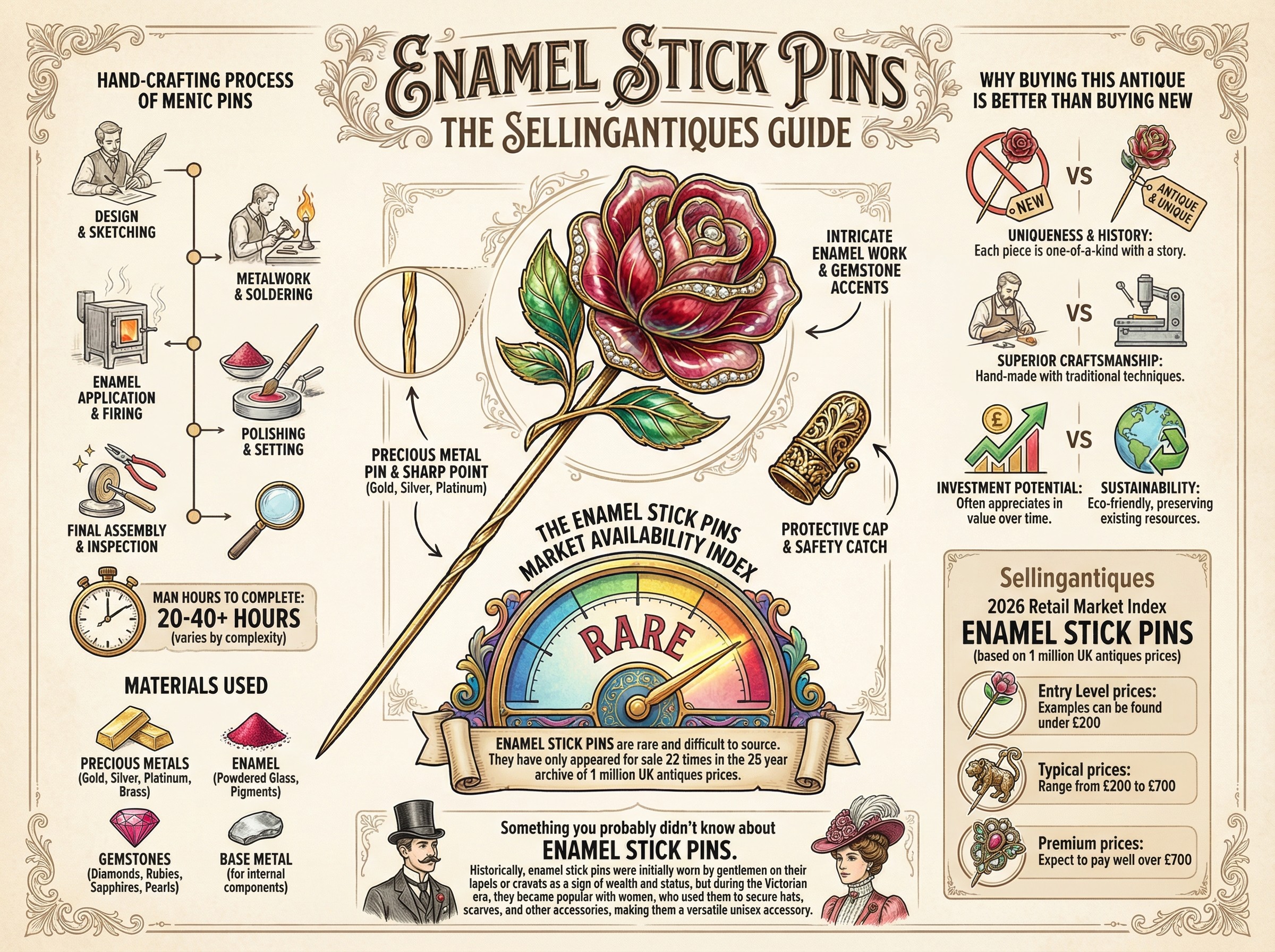 Enamel Stick Pins Guide Infographic