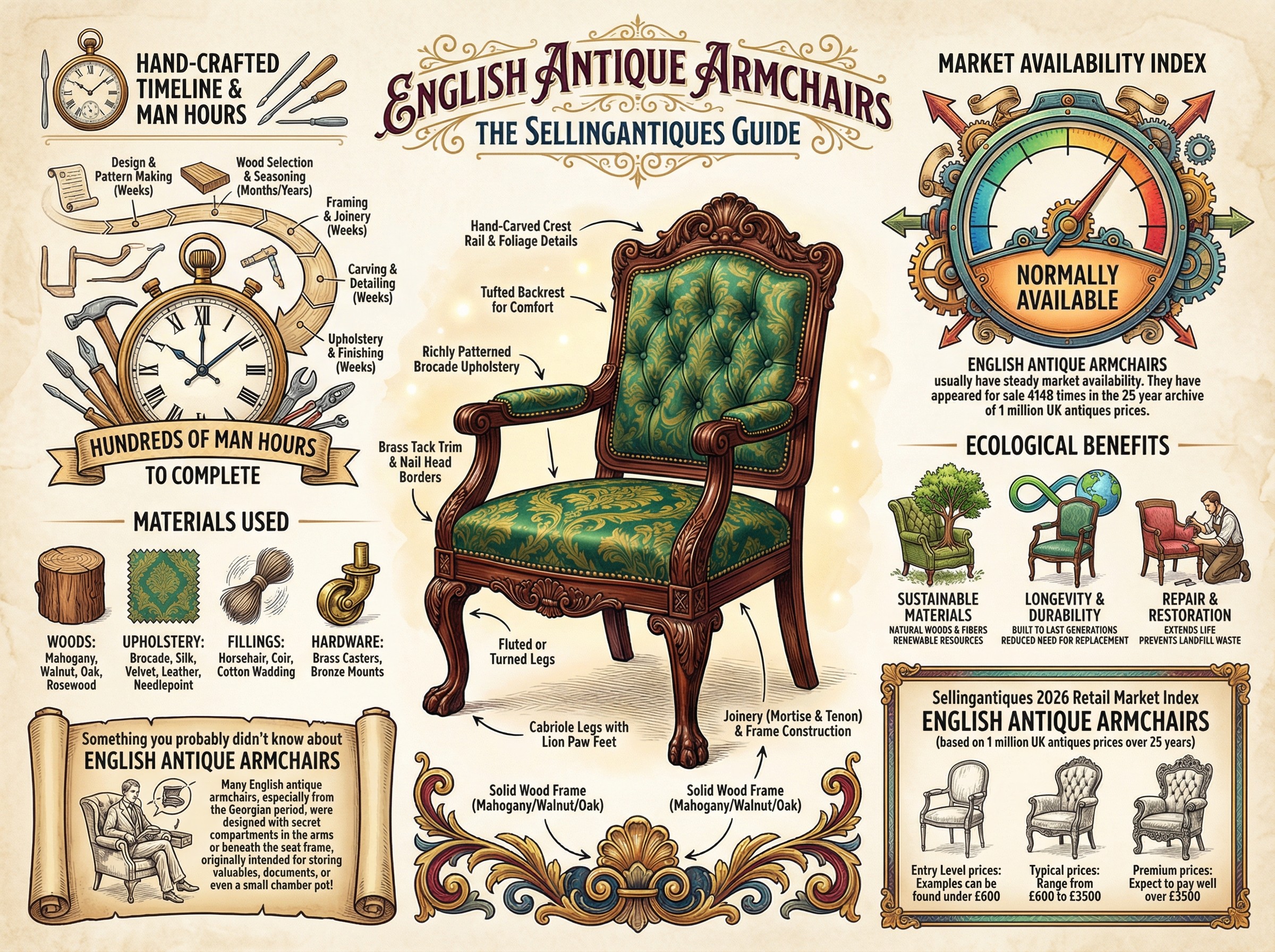 English Antique Armchairs Guide Infographic