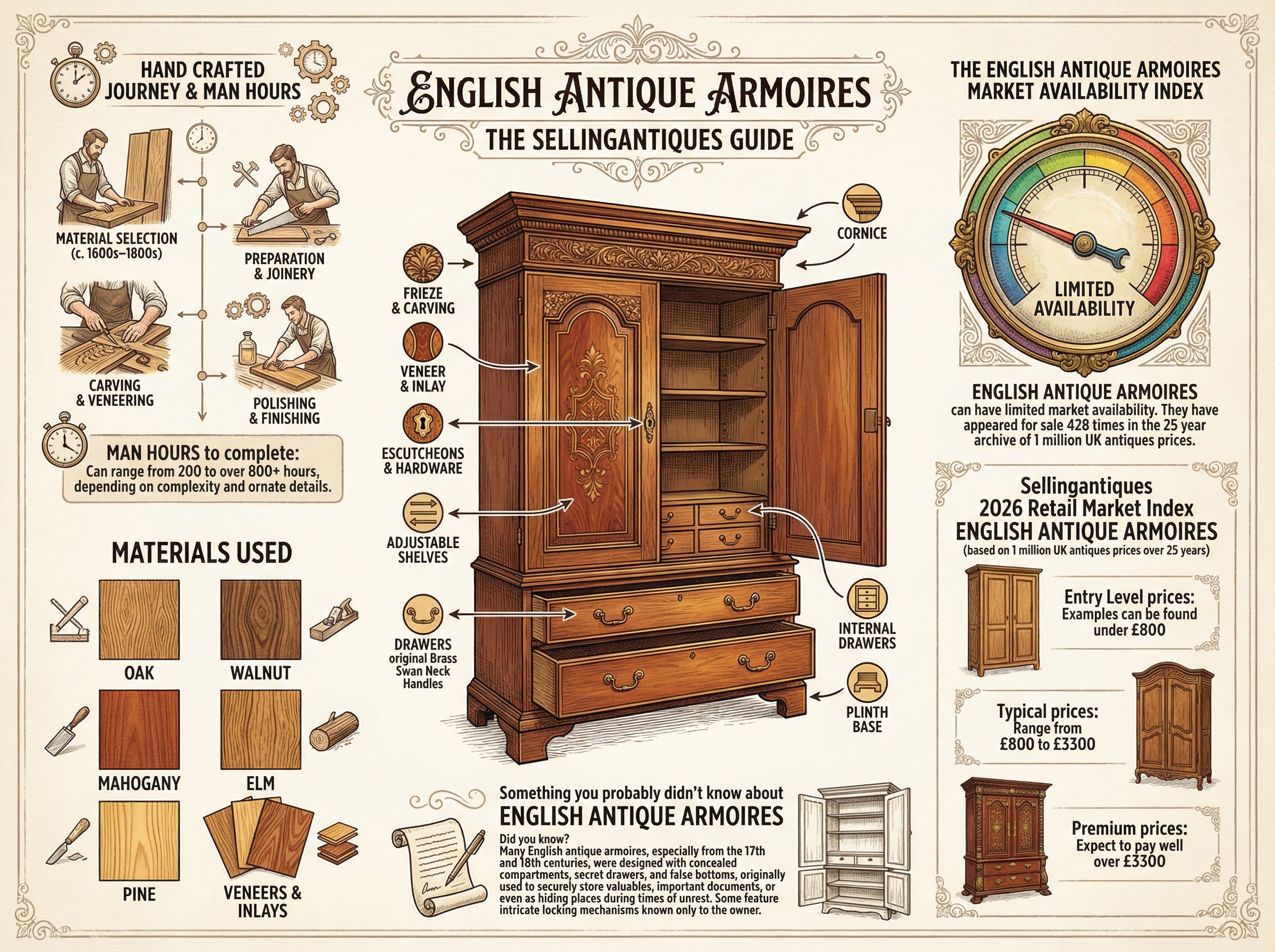 English Antique Armoires Guide Infographic