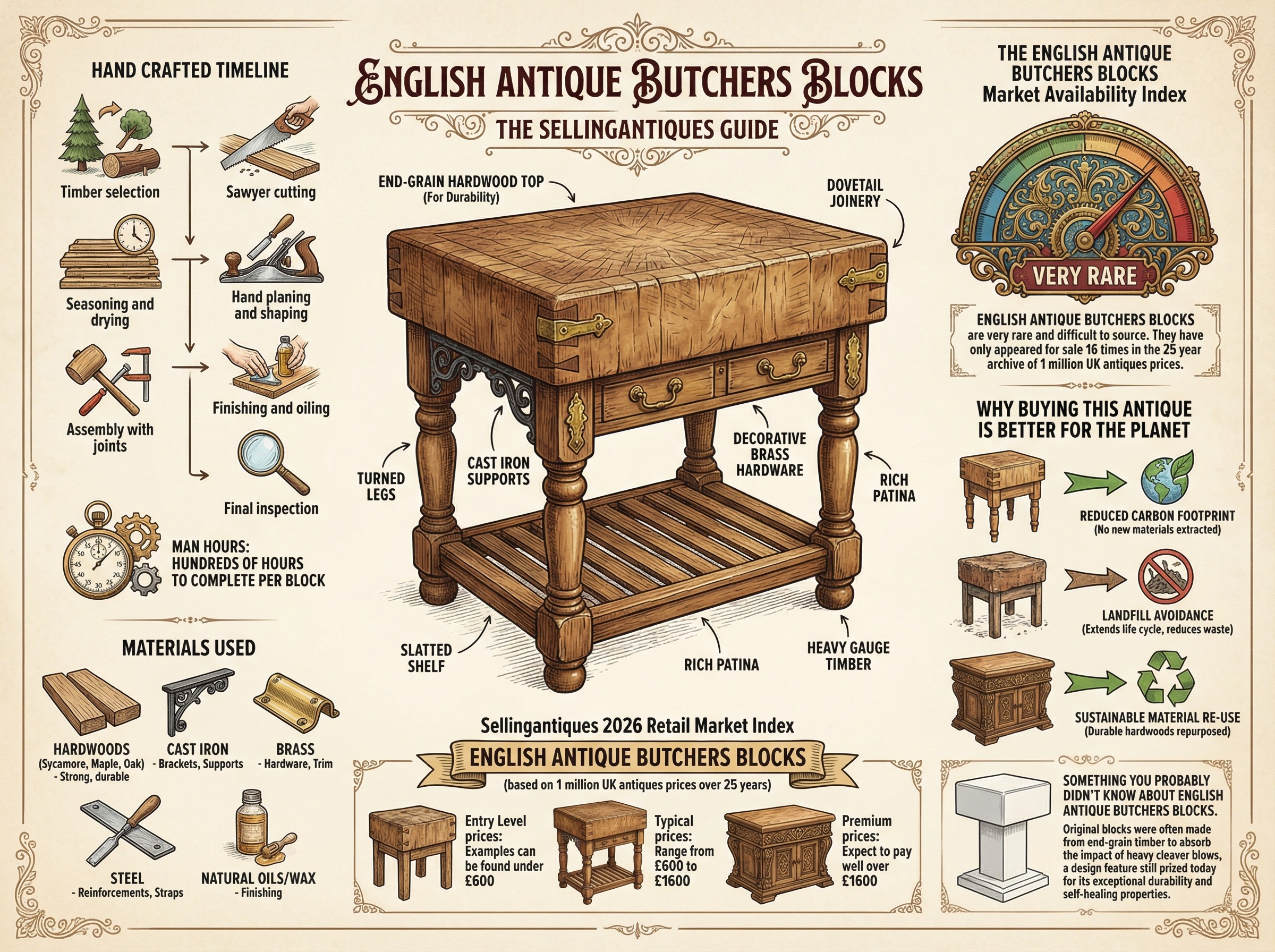 English Antique Butchers Blocks Guide Infographic