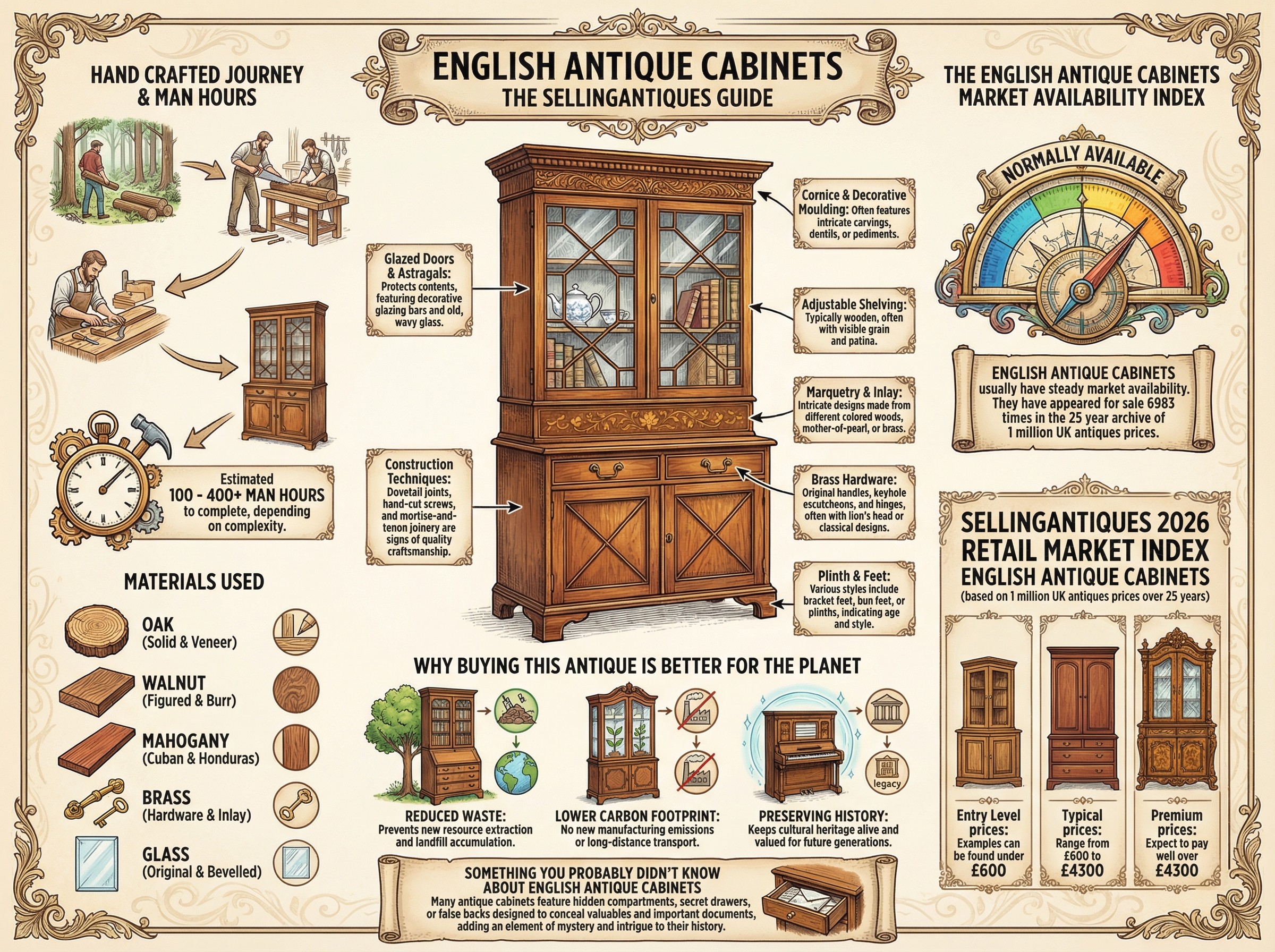 English Antique Cabinets Guide Infographic