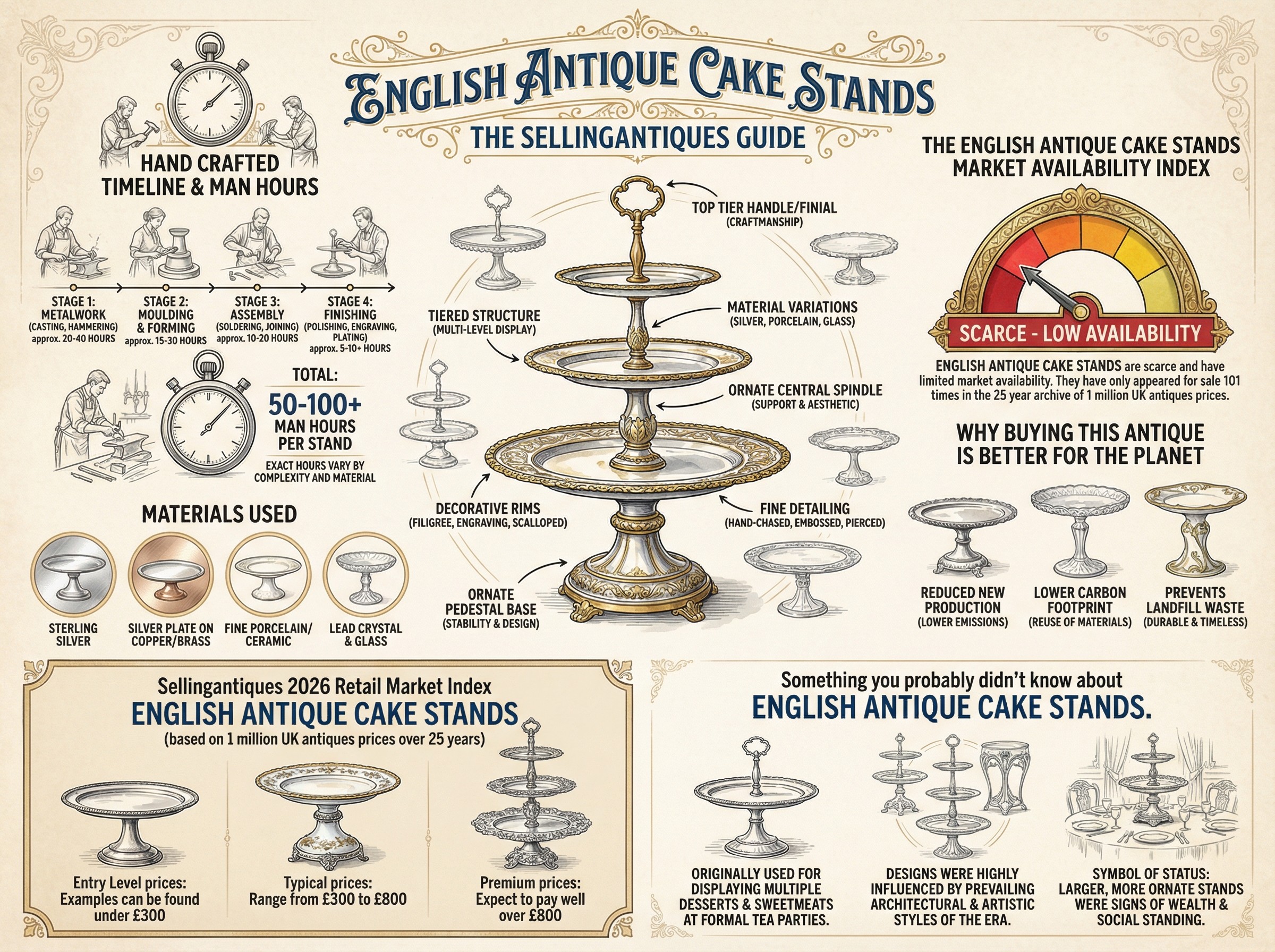 English Antique Cake Stands Guide Infographic