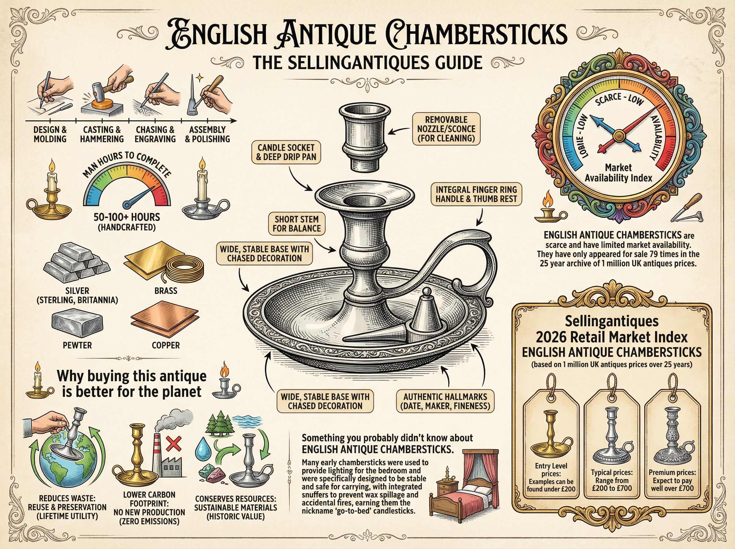 English Antique Chambersticks Guide Infographic