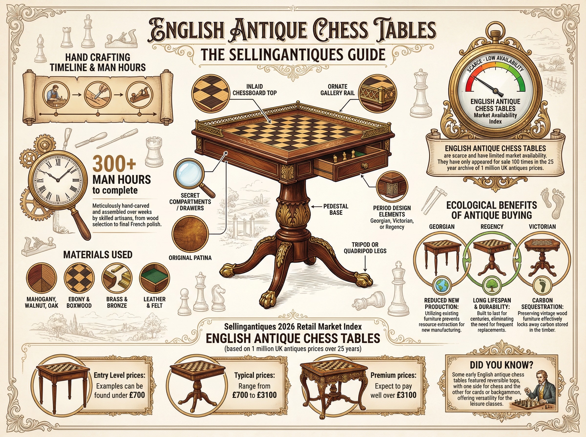 English Antique Chess Tables Guide Infographic