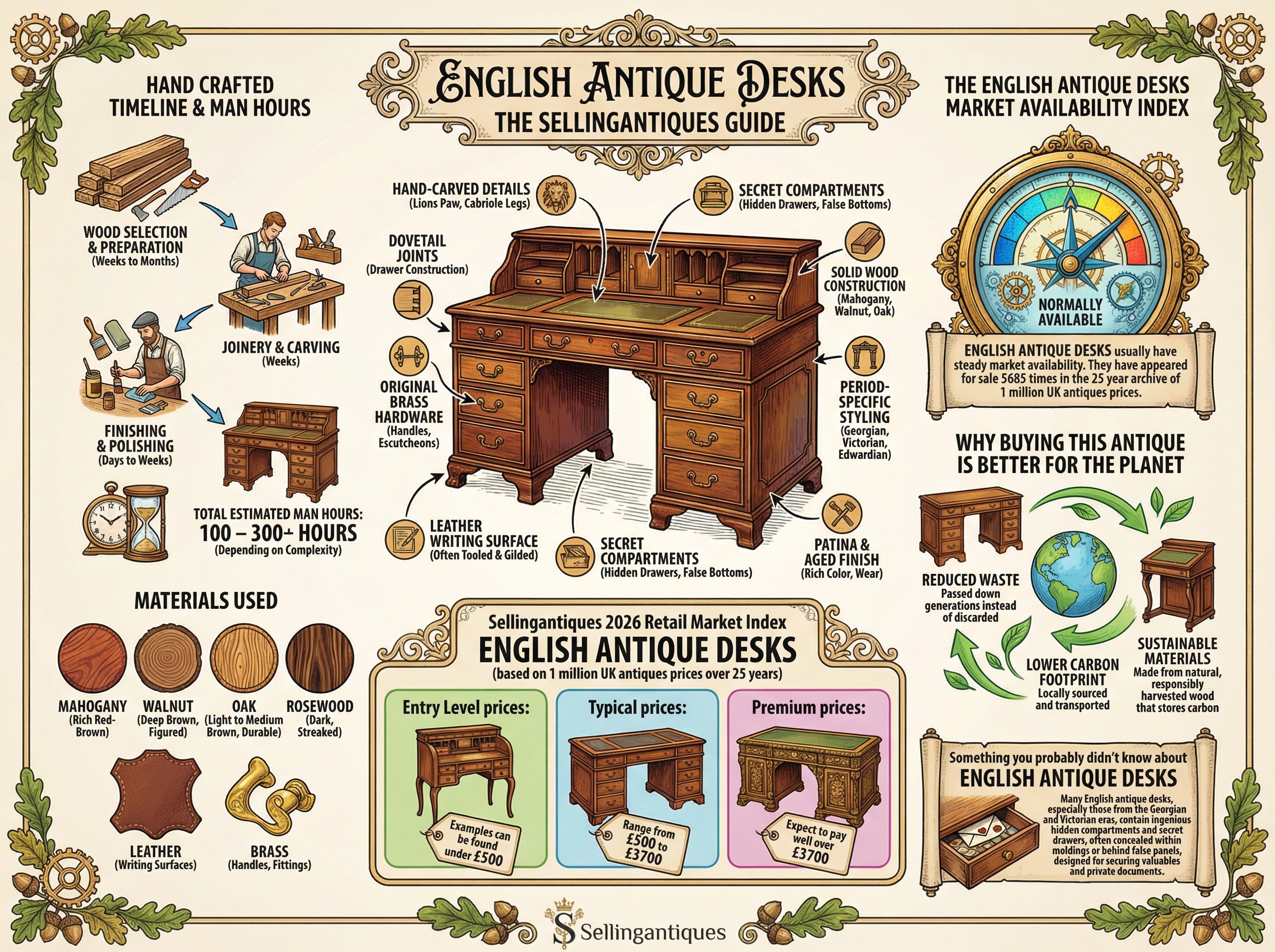 English Antique Desks Guide Infographic