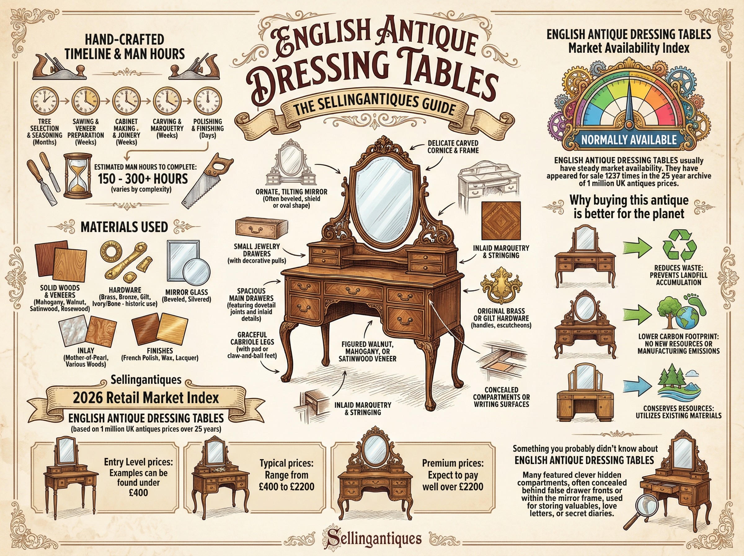 English Antique Dressing Tables Guide Infographic