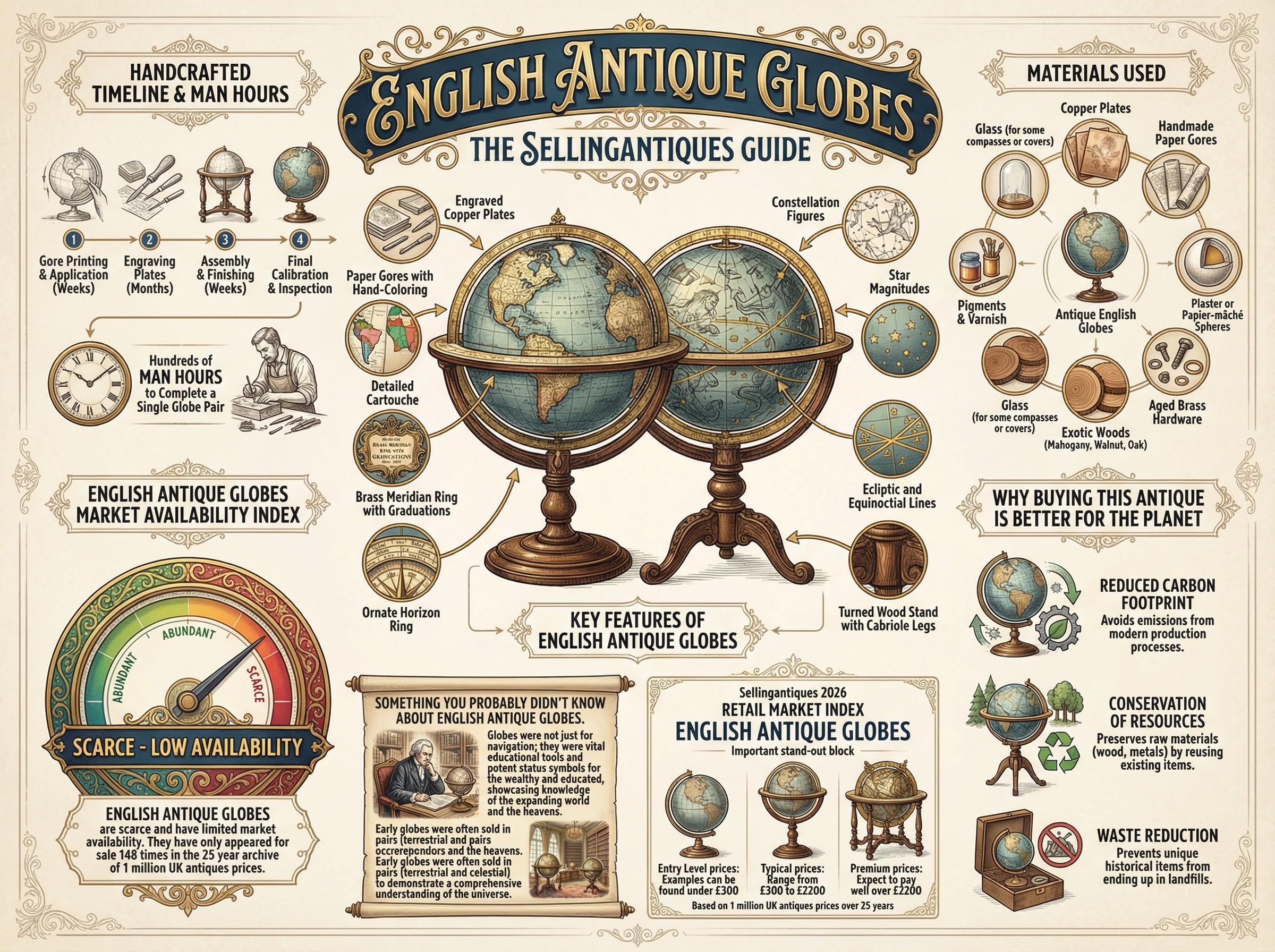 English Antique Globes Guide Infographic