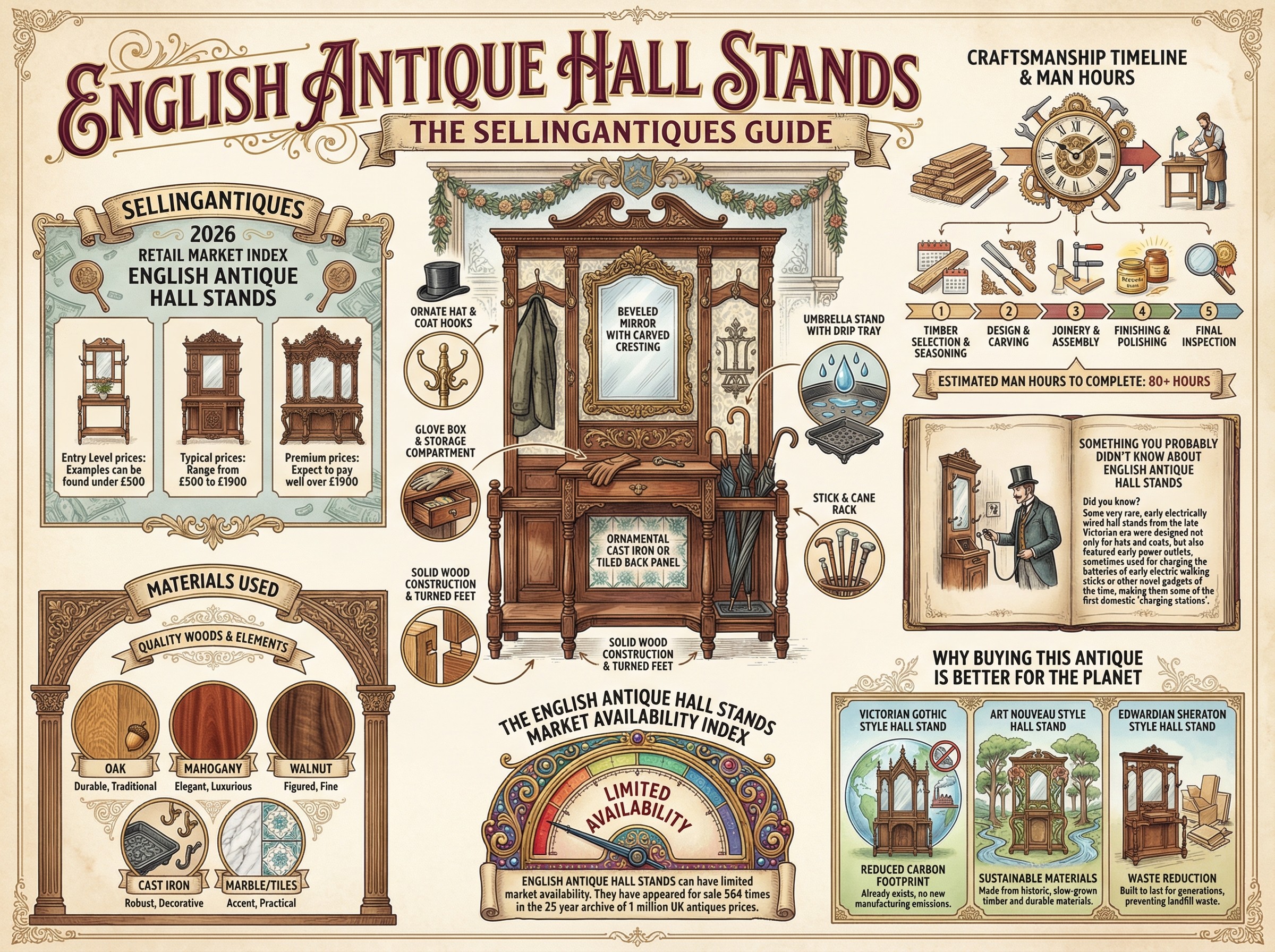 English Antique Hall Stands Guide Infographic