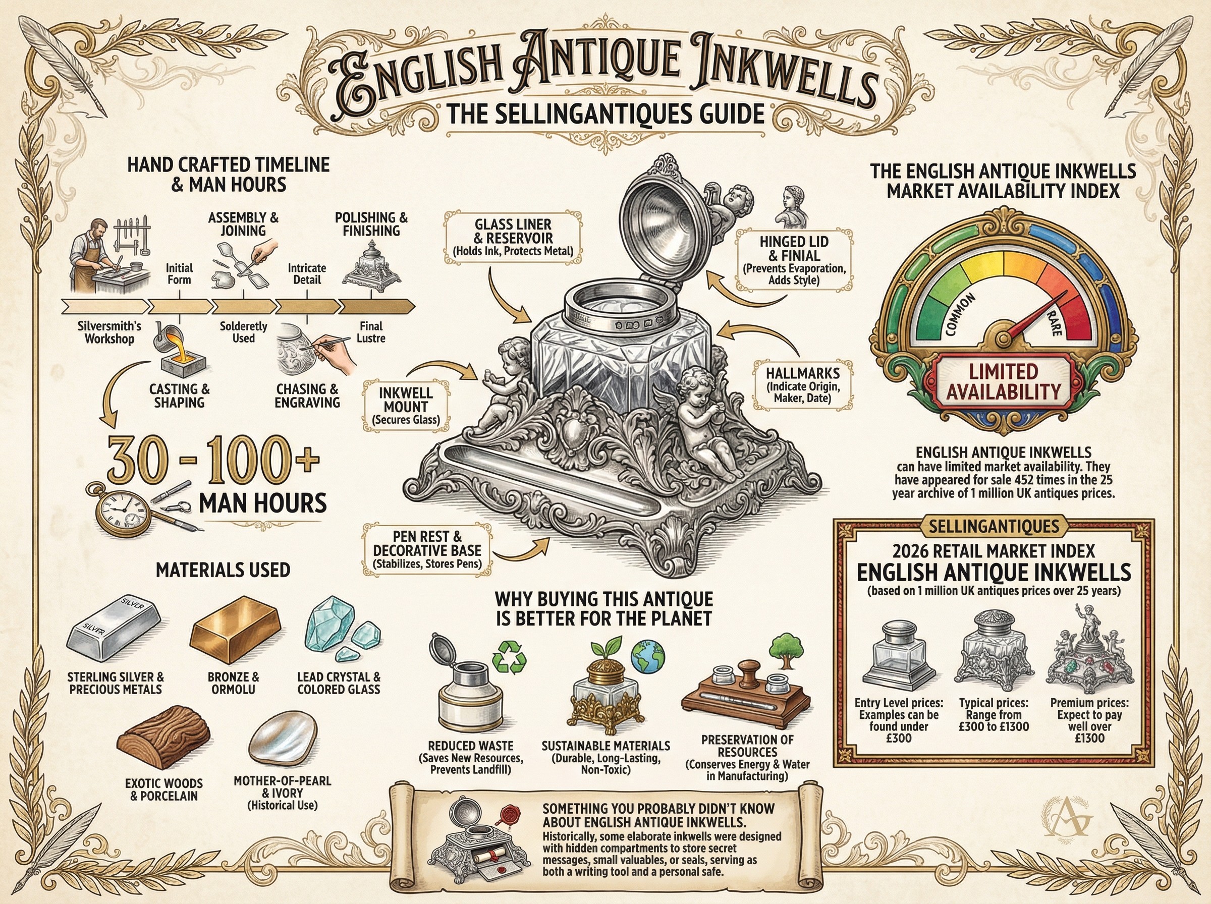 English Antique Inkwells Guide Infographic