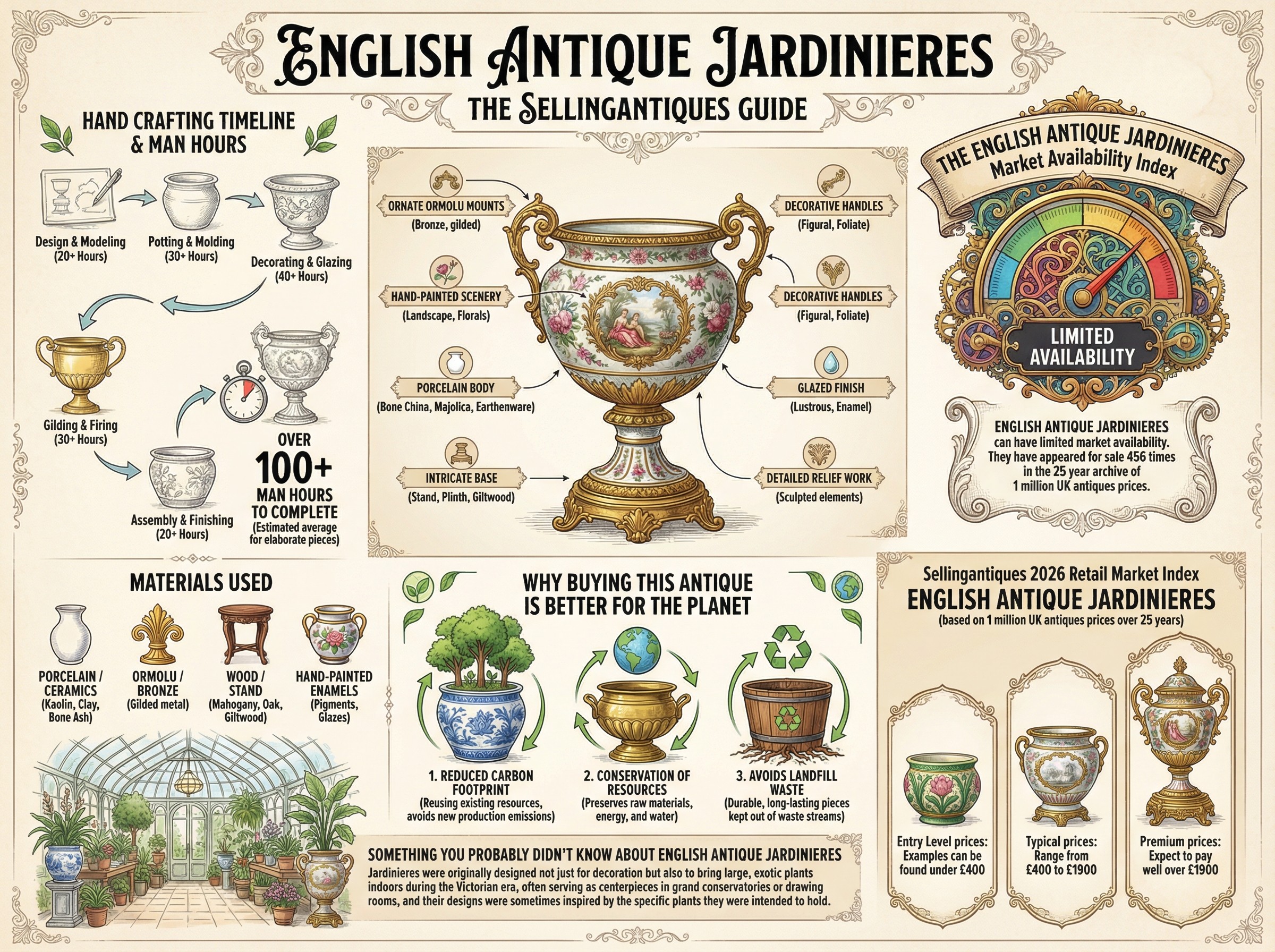 English Antique Jardinieres Guide Infographic