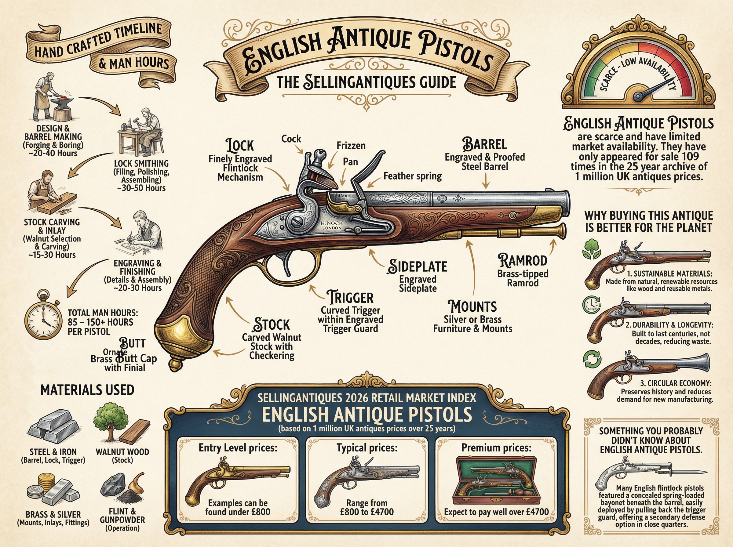 English Antique Pistols Guide Infographic