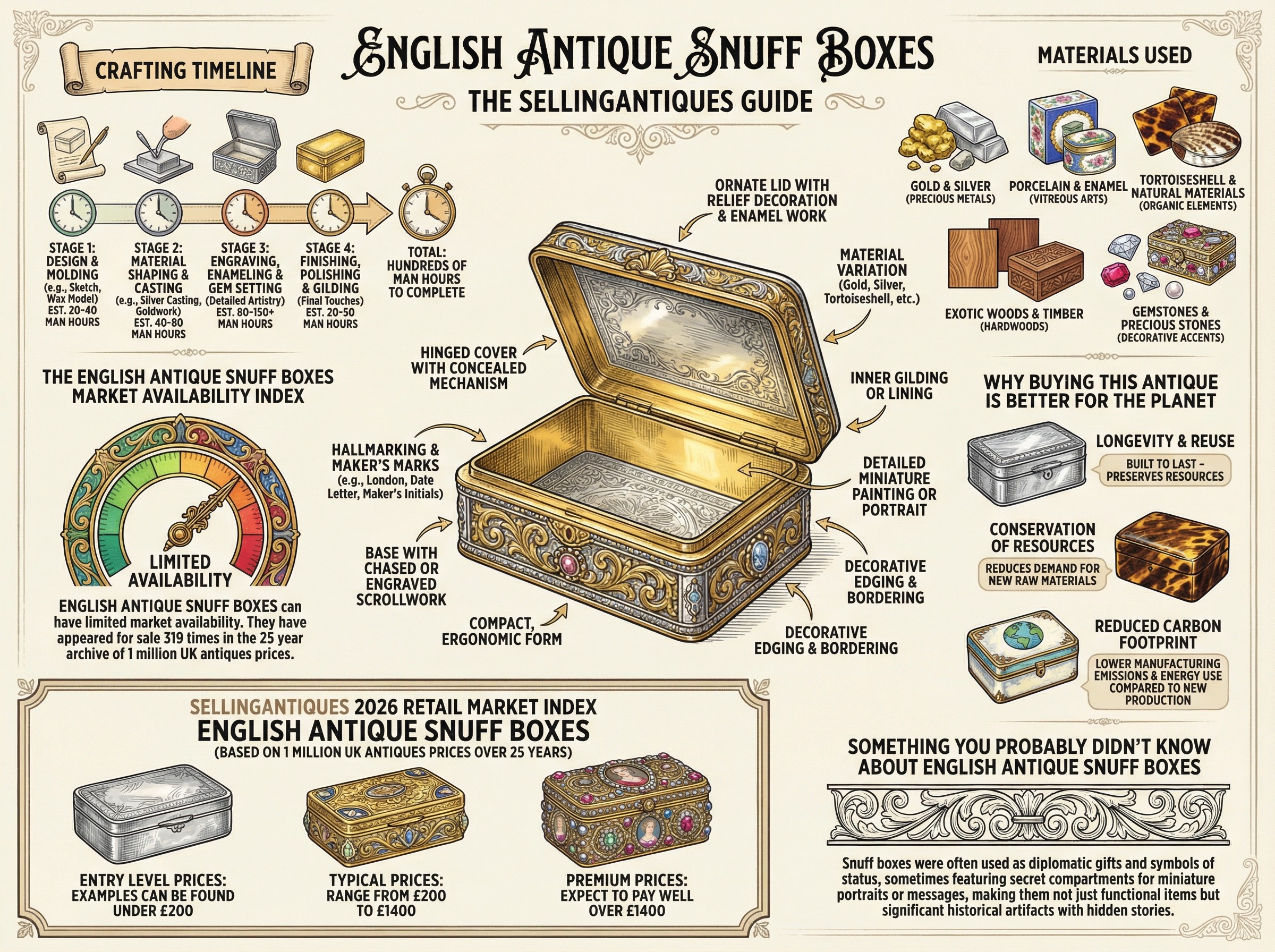 English Antique Snuff Boxes Guide Infographic