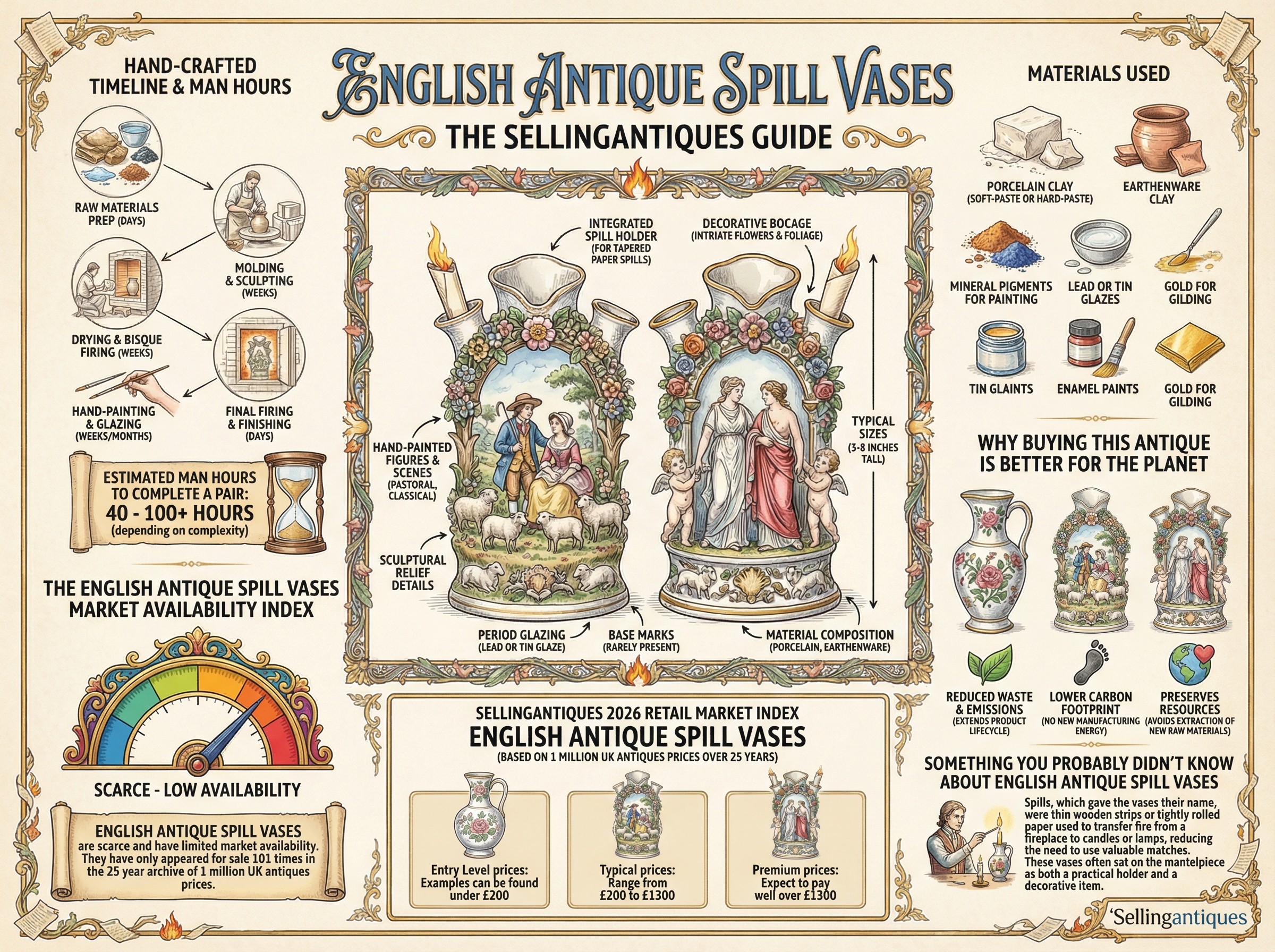English Antique Spill Vases Guide Infographic