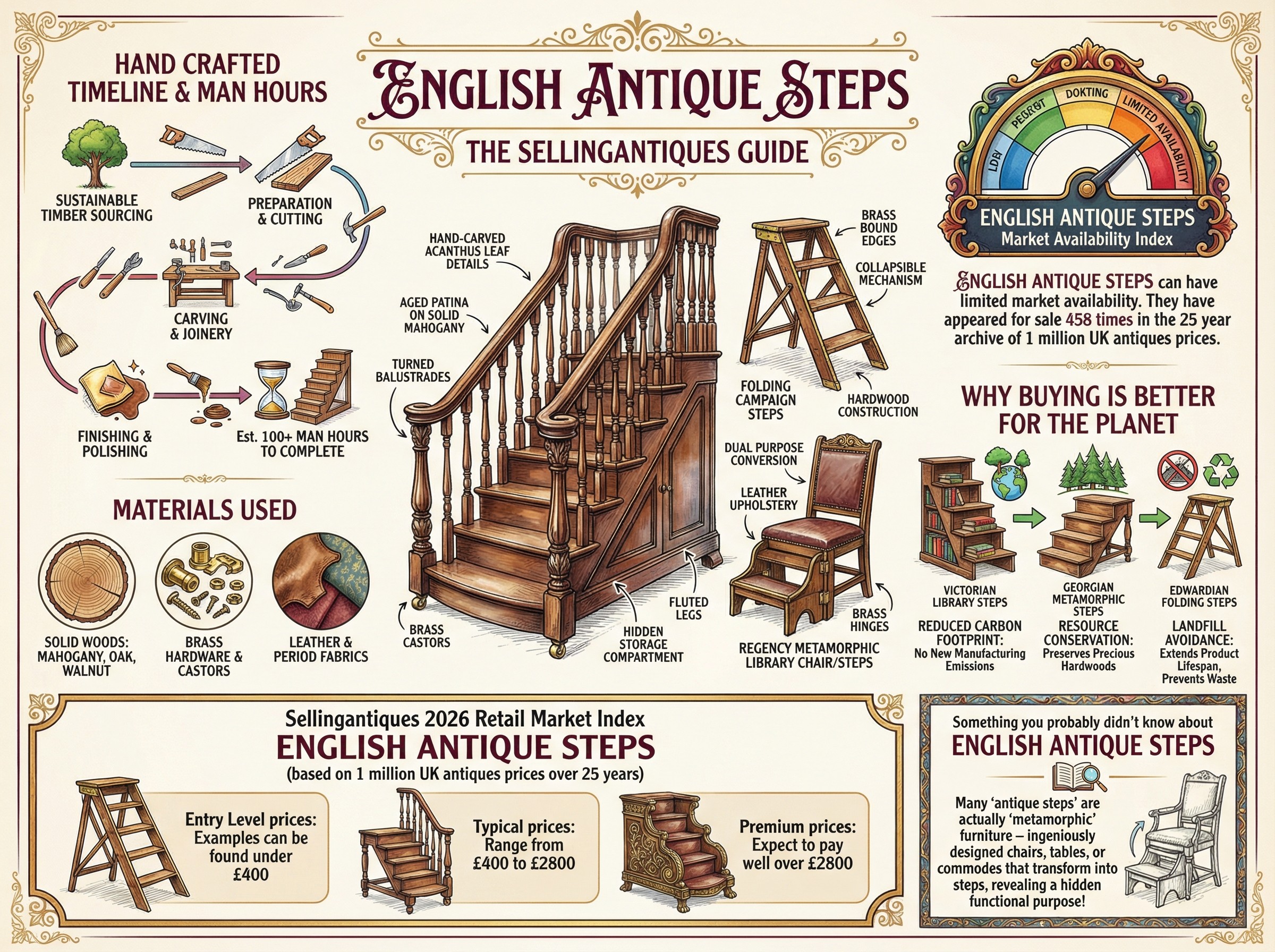 English Antique Steps Guide Infographic