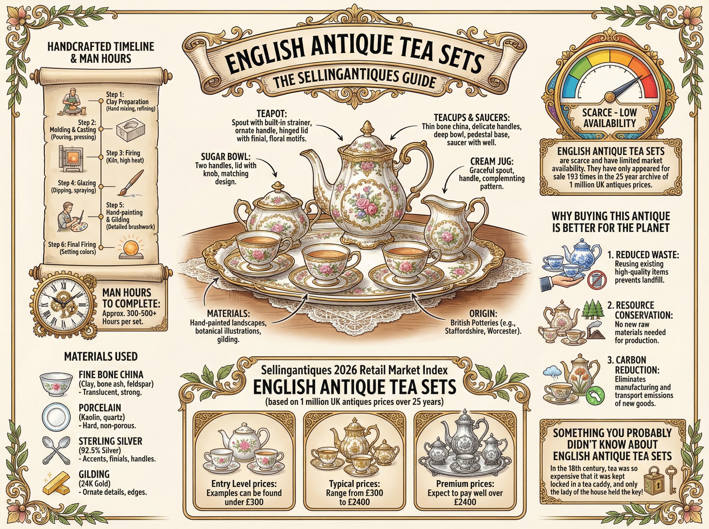 English Antique Tea Sets Guide Infographic