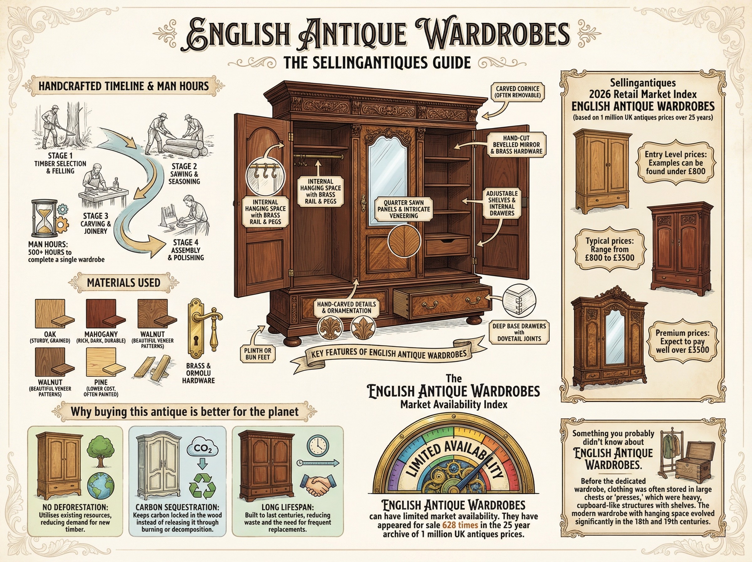 English Antique Wardrobes Guide Infographic