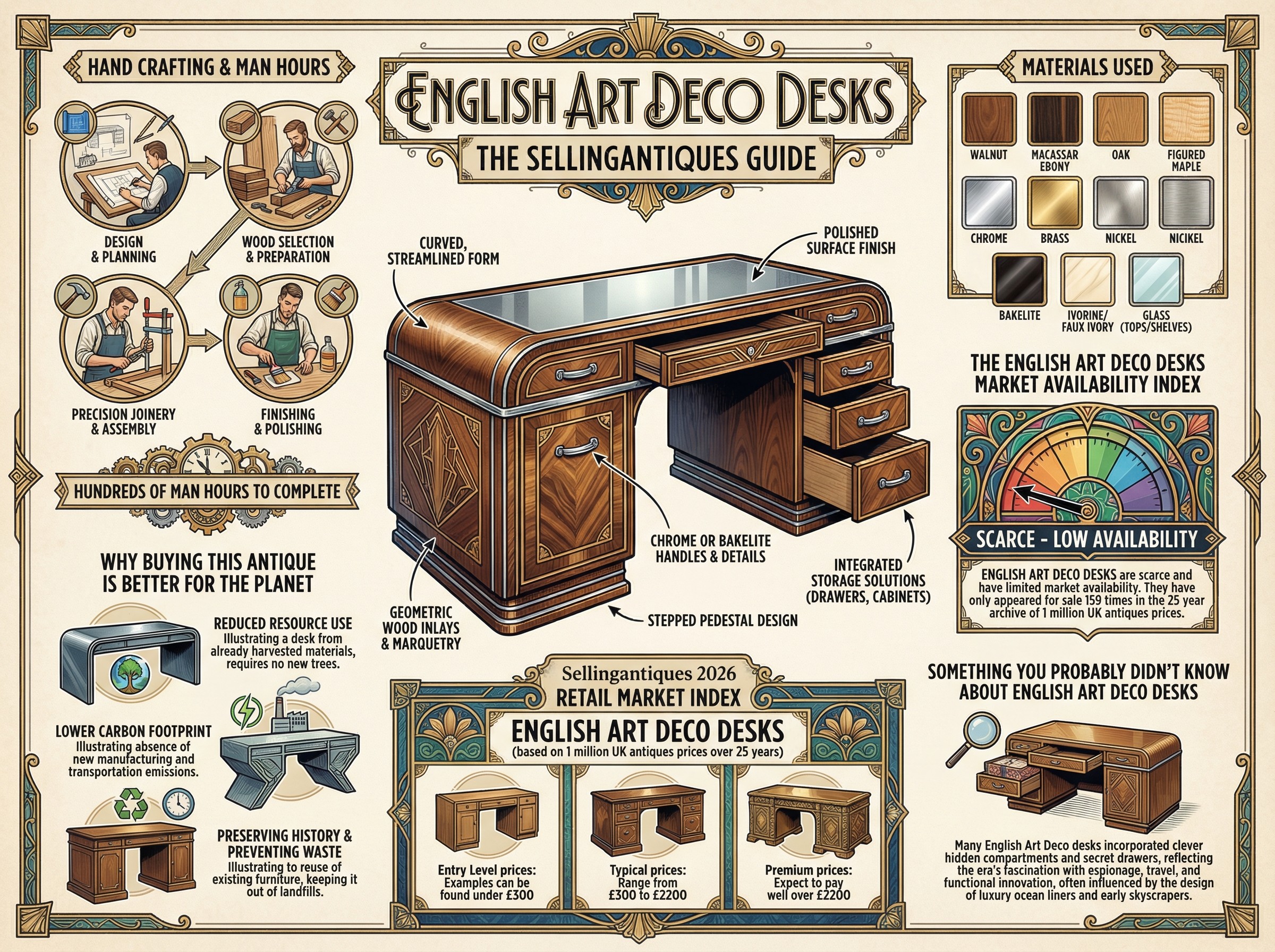 English Art Deco Desks Guide Infographic