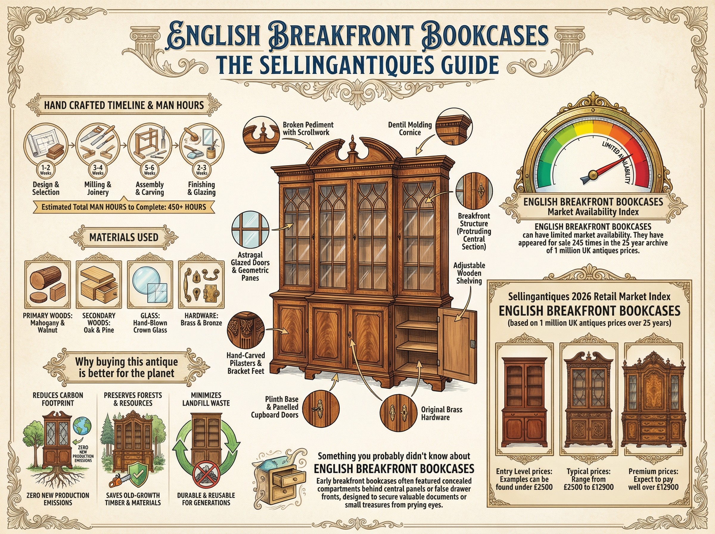 English Breakfront Bookcases Guide Infographic