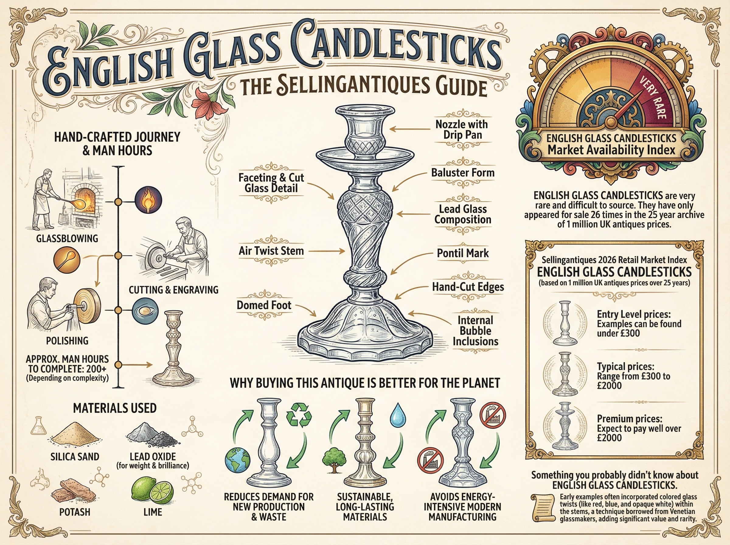 English Glass Candlesticks Guide Infographic