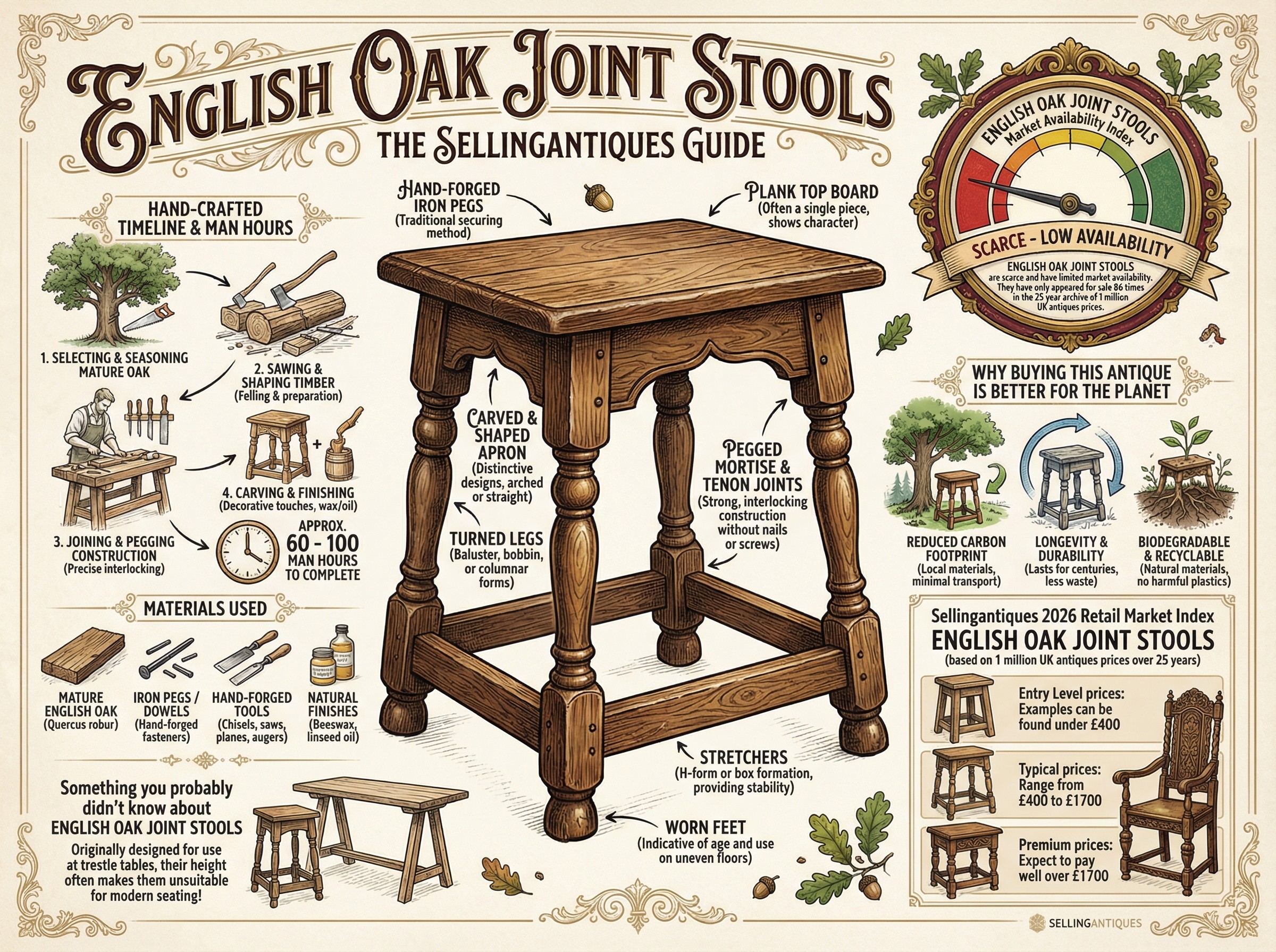 English Oak Joint Stools Guide Infographic