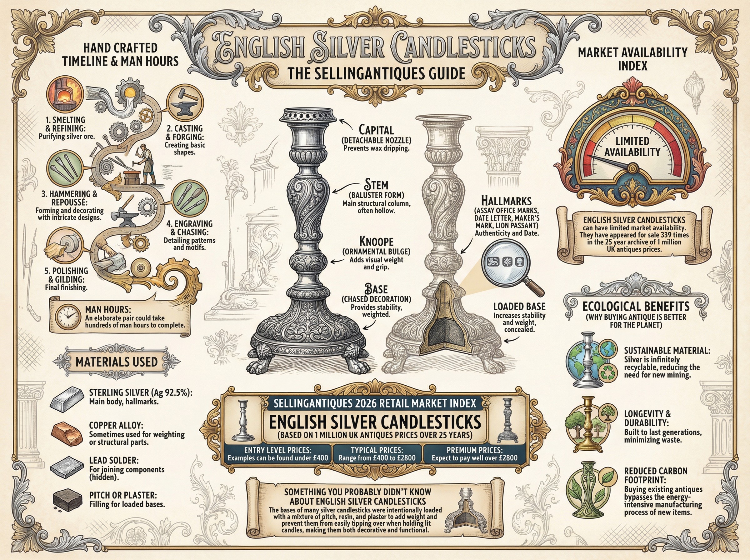 English Silver Candlesticks Guide Infographic